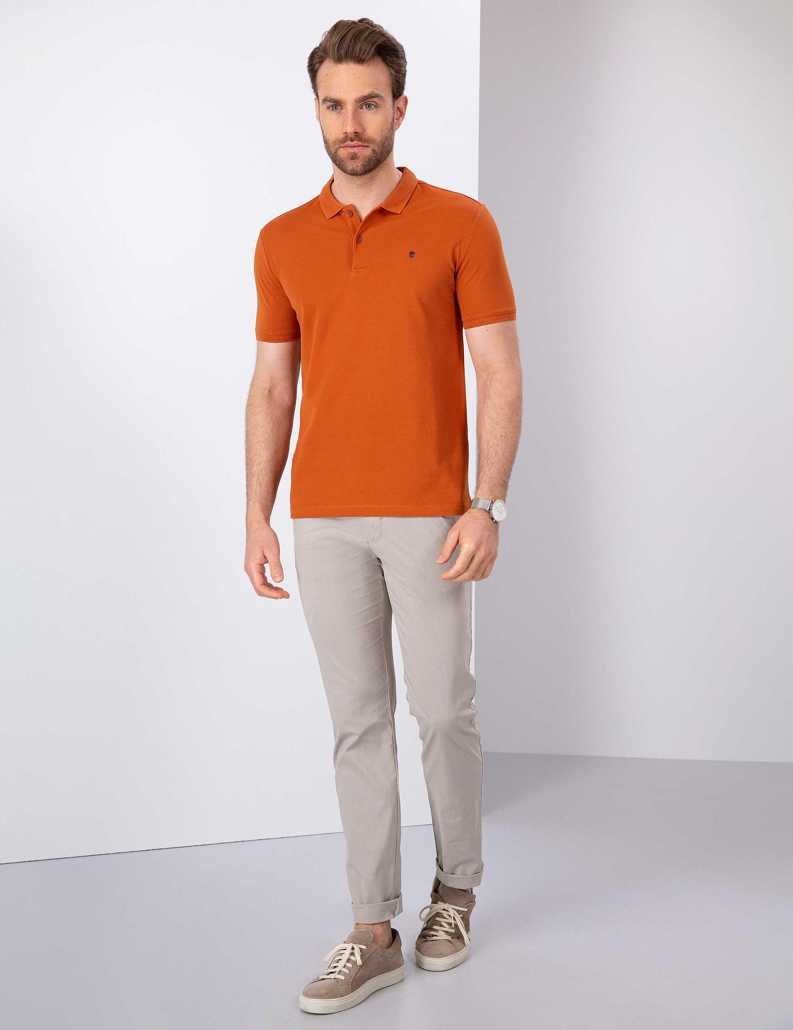 Kahverengi Slim Fit Basic Tişört
