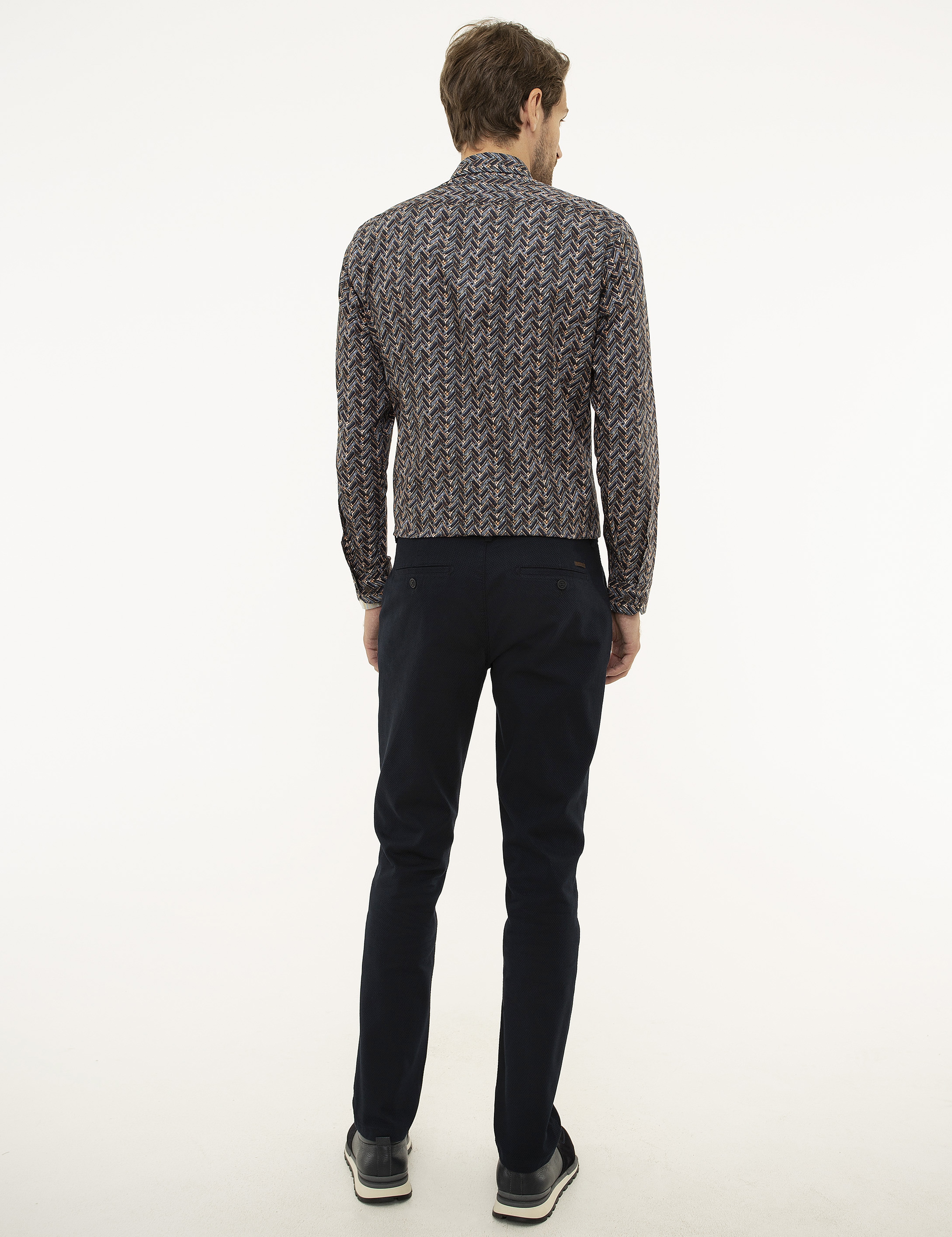 Lacivert Slim Fit Chino Pantolon - Image 3