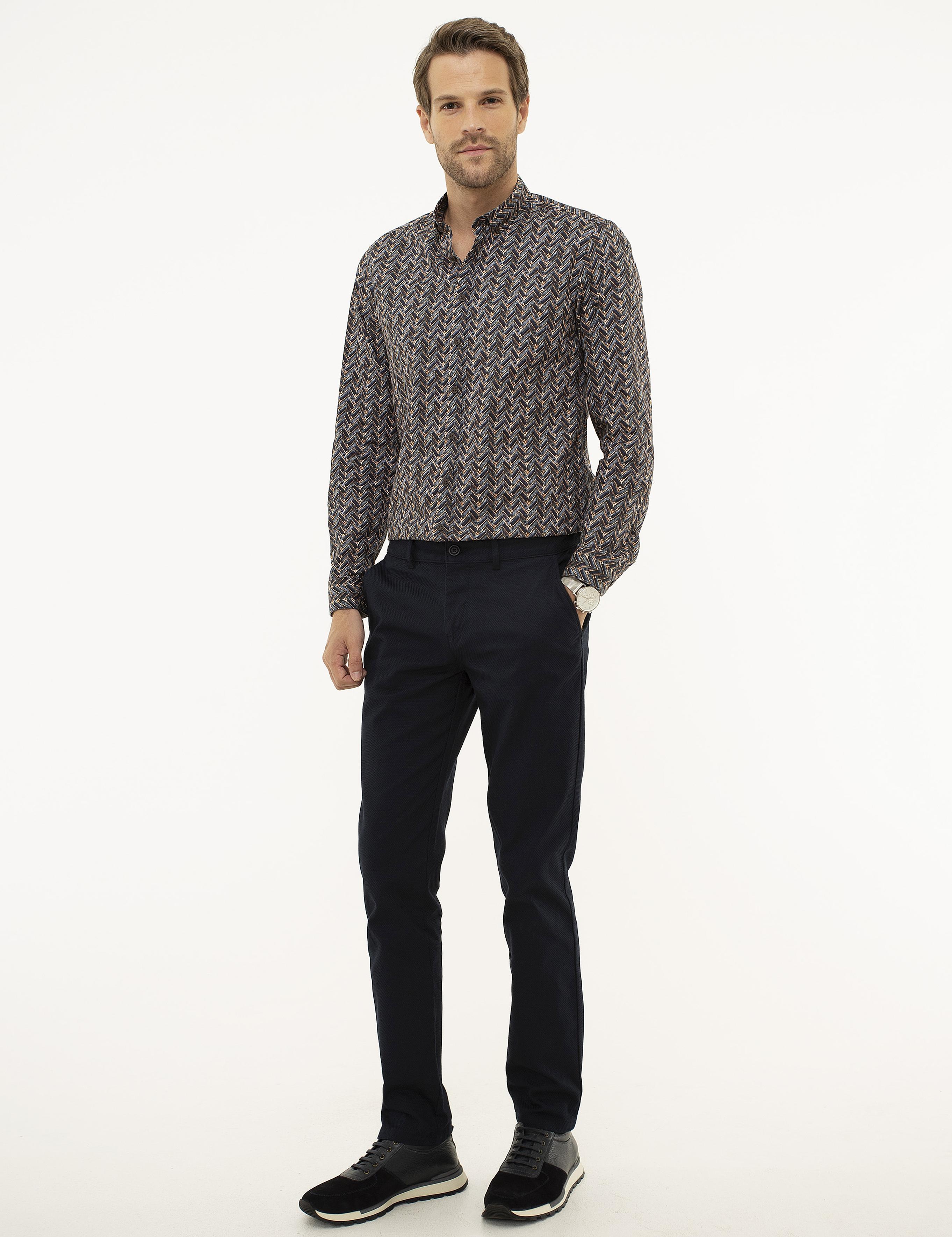 Lacivert Slim Fit Chino Pantolon
