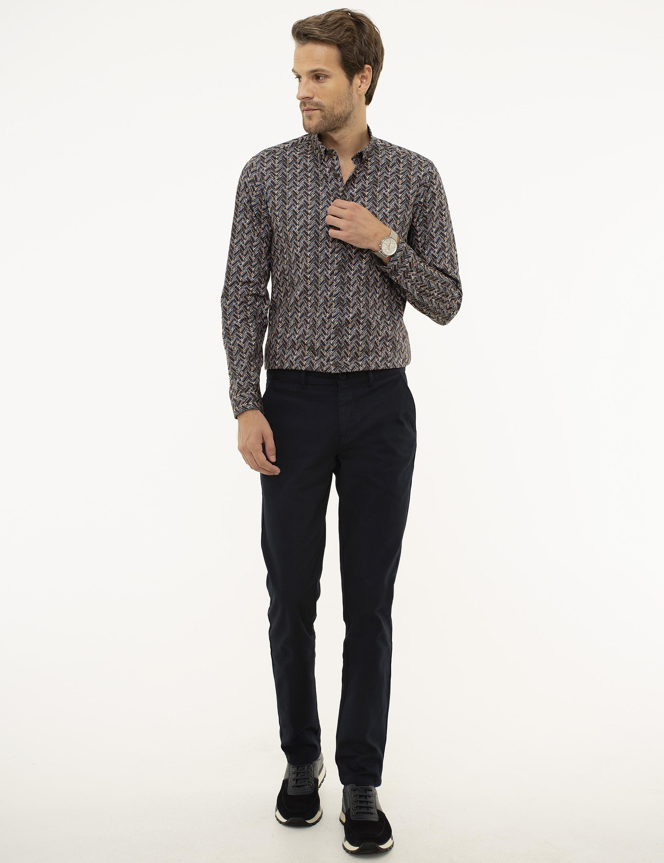 Lacivert Slim Fit Chino Pantolon