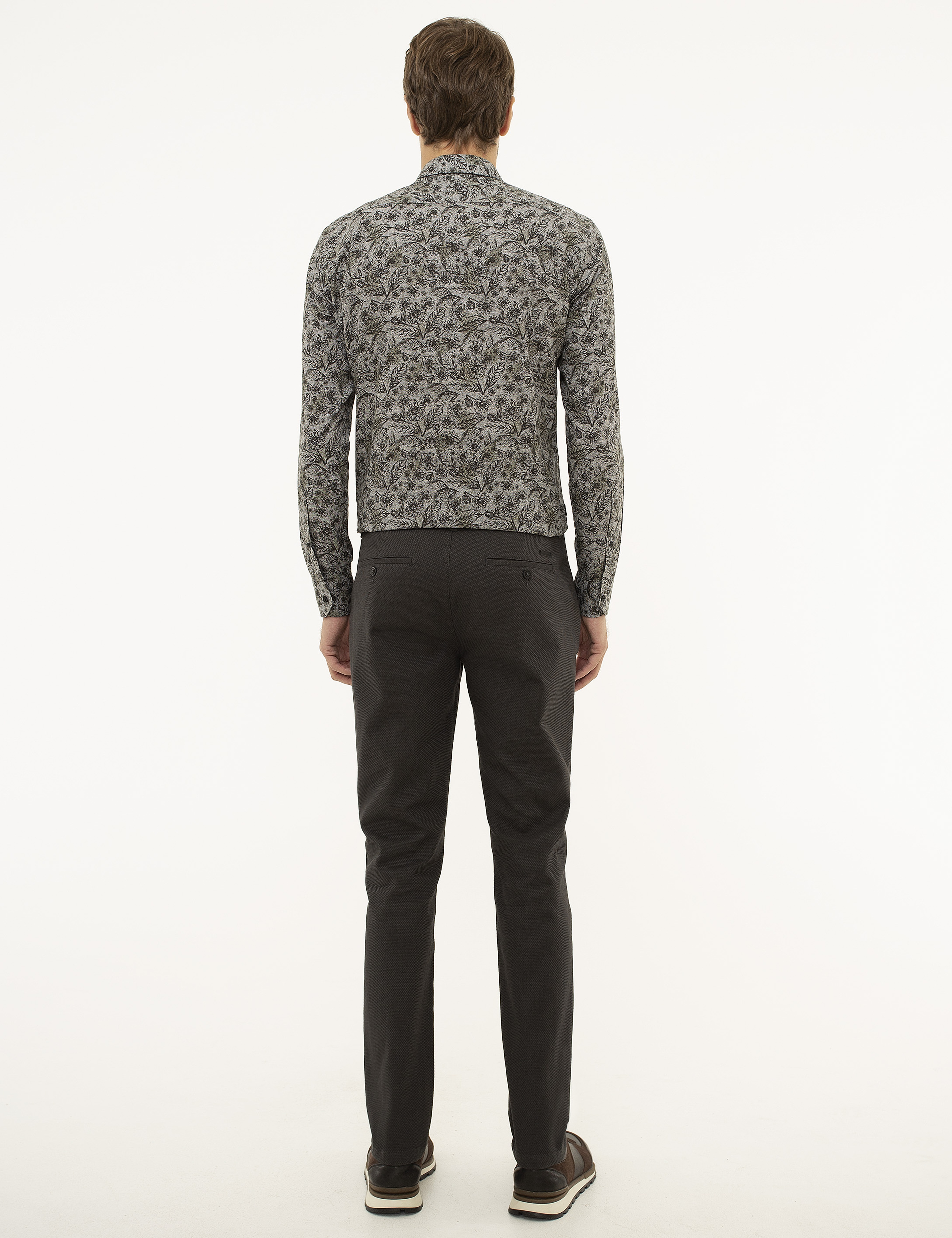 Antrasit Gri Slim Fit Chino Pantolon - Image 3