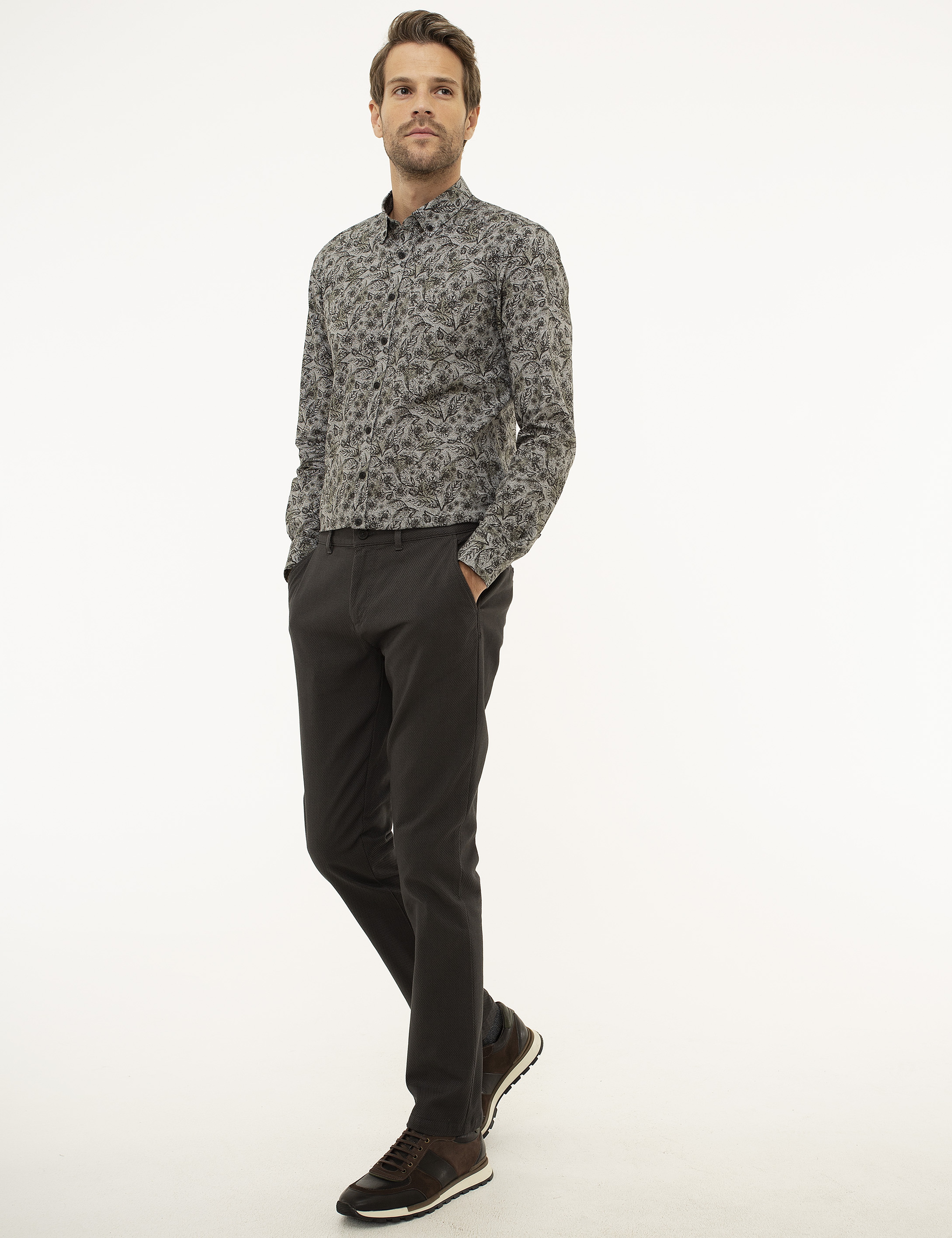 Antrasit Gri Slim Fit Chino Pantolon - Image 2