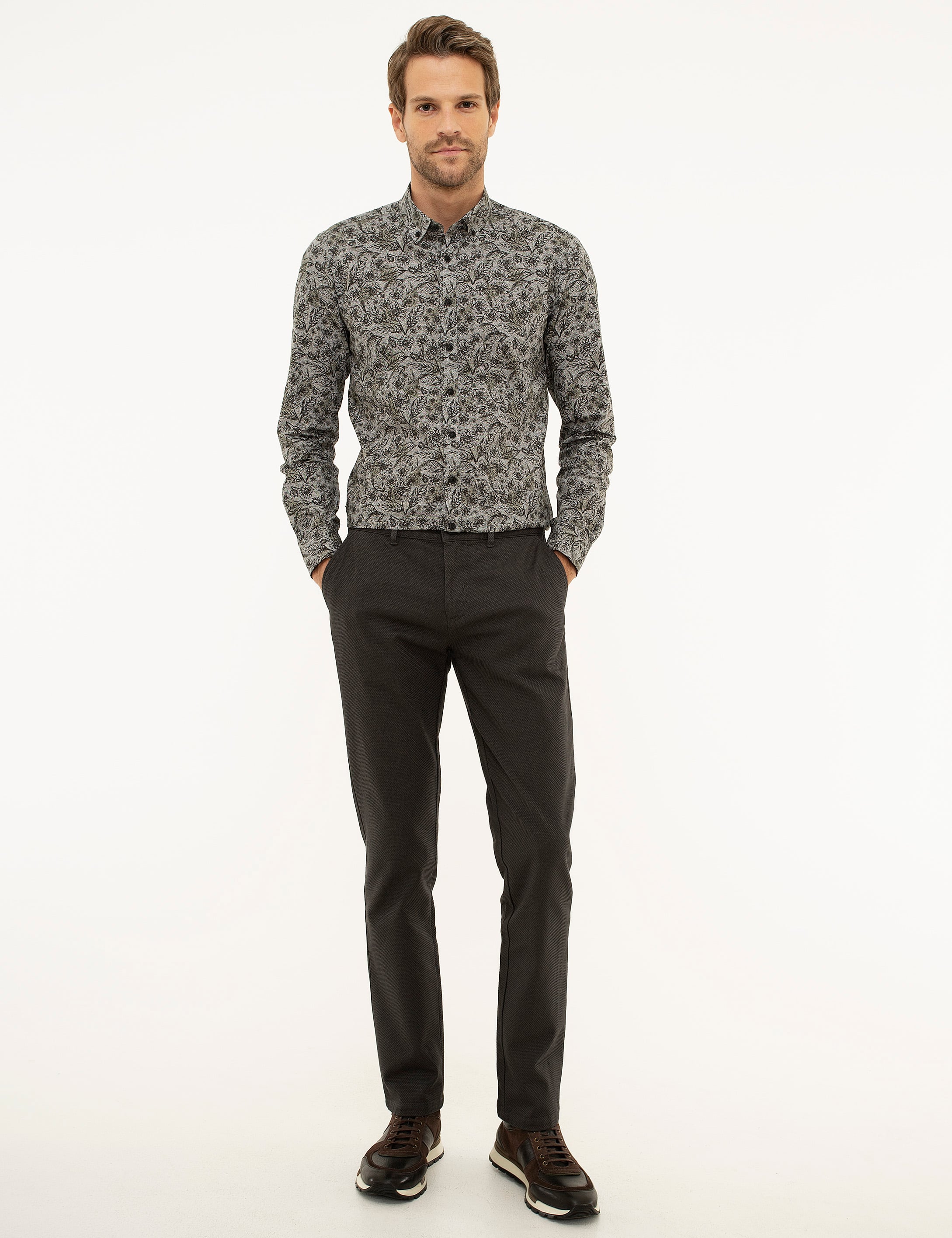 Antrasit Gri Slim Fit Chino Pantolon