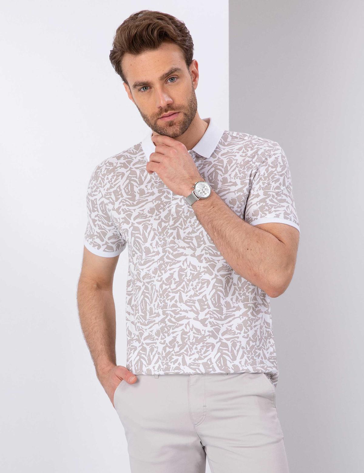 Bej Slim Fit Polo Yaka T-Shirt - 50210291008