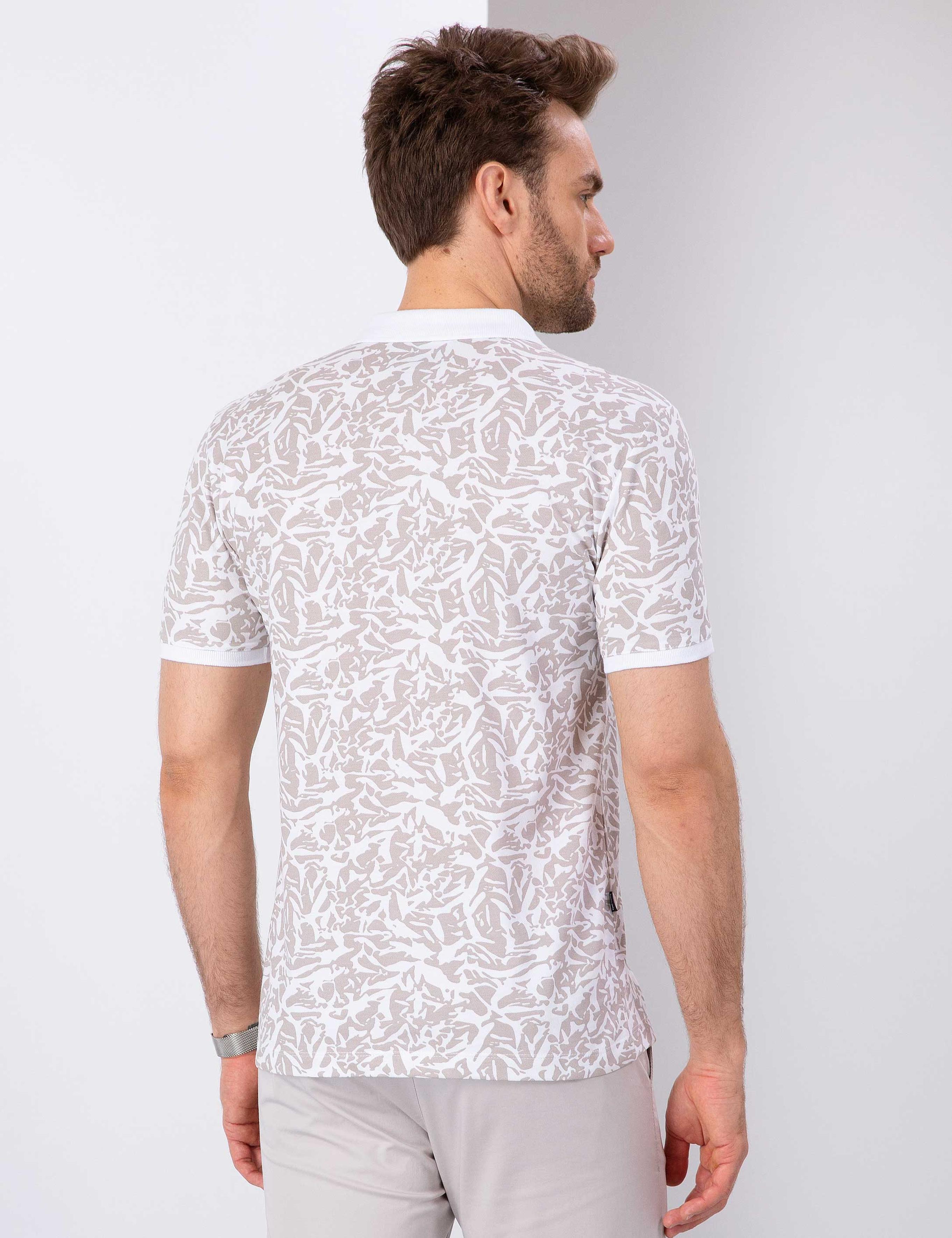 Bej Slim Fit Polo Yaka T-Shirt