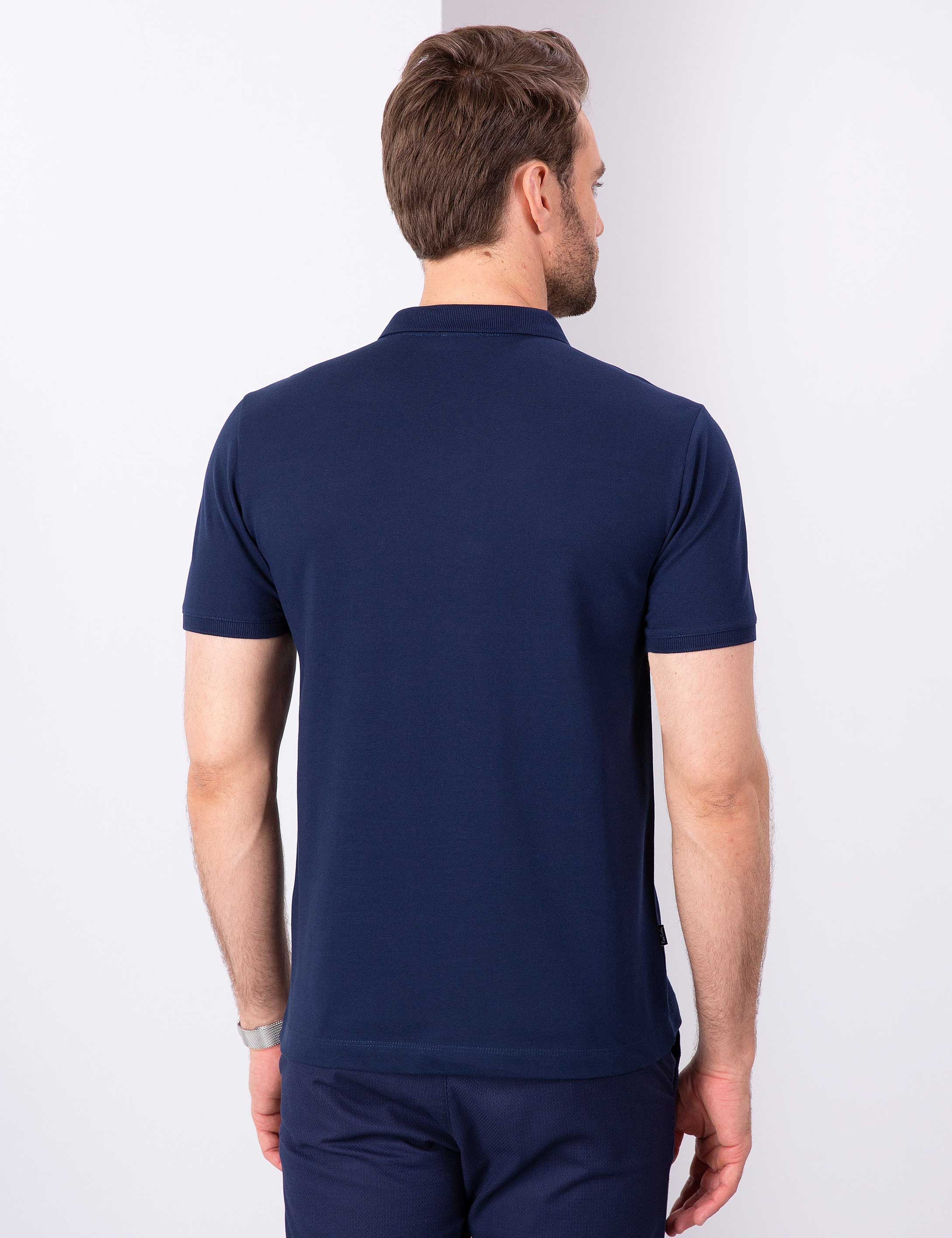 Lacivert Slim Fit Polo Yaka T-Shirt - Image 3