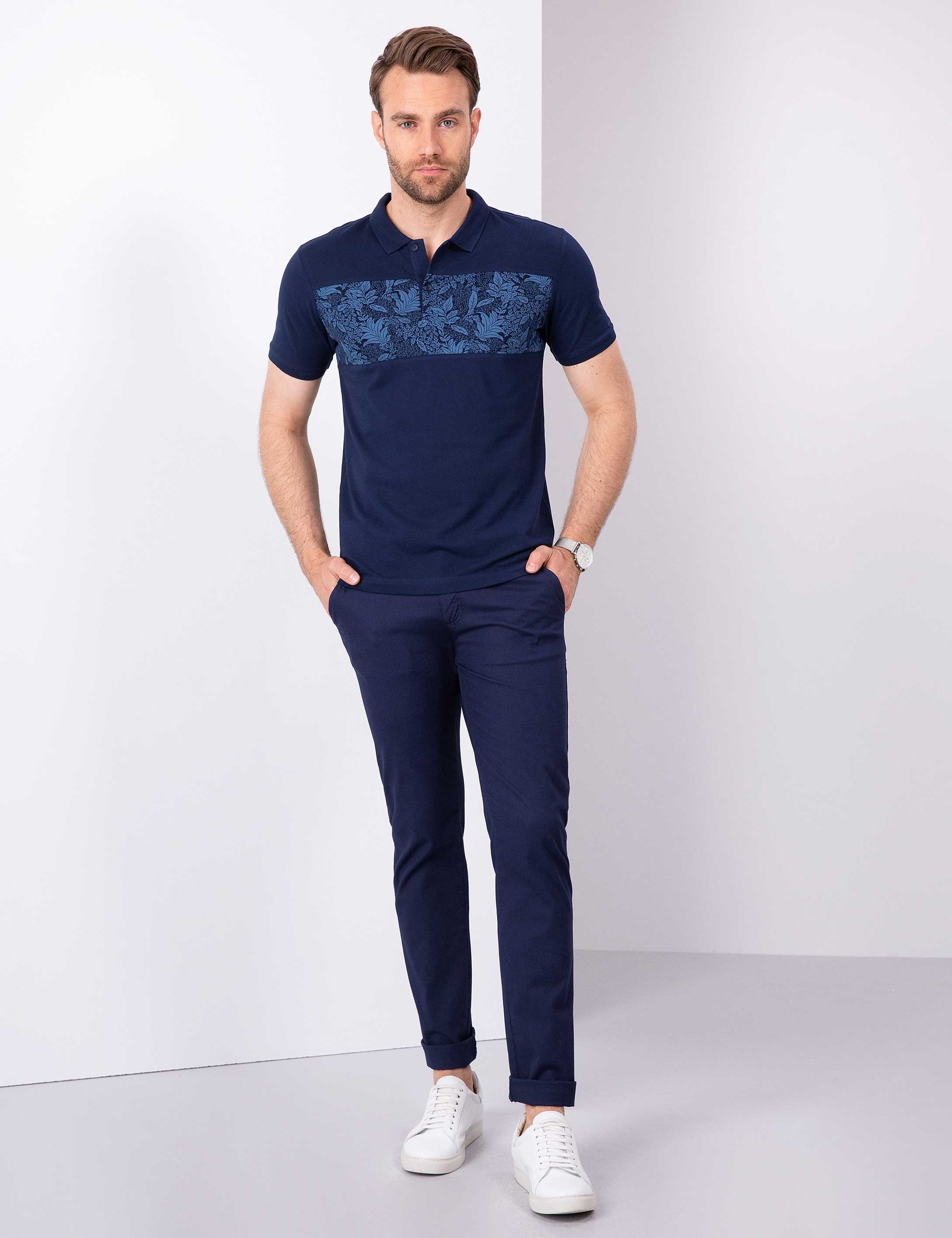 Lacivert Slim Fit Polo Yaka T-Shirt - Image 4
