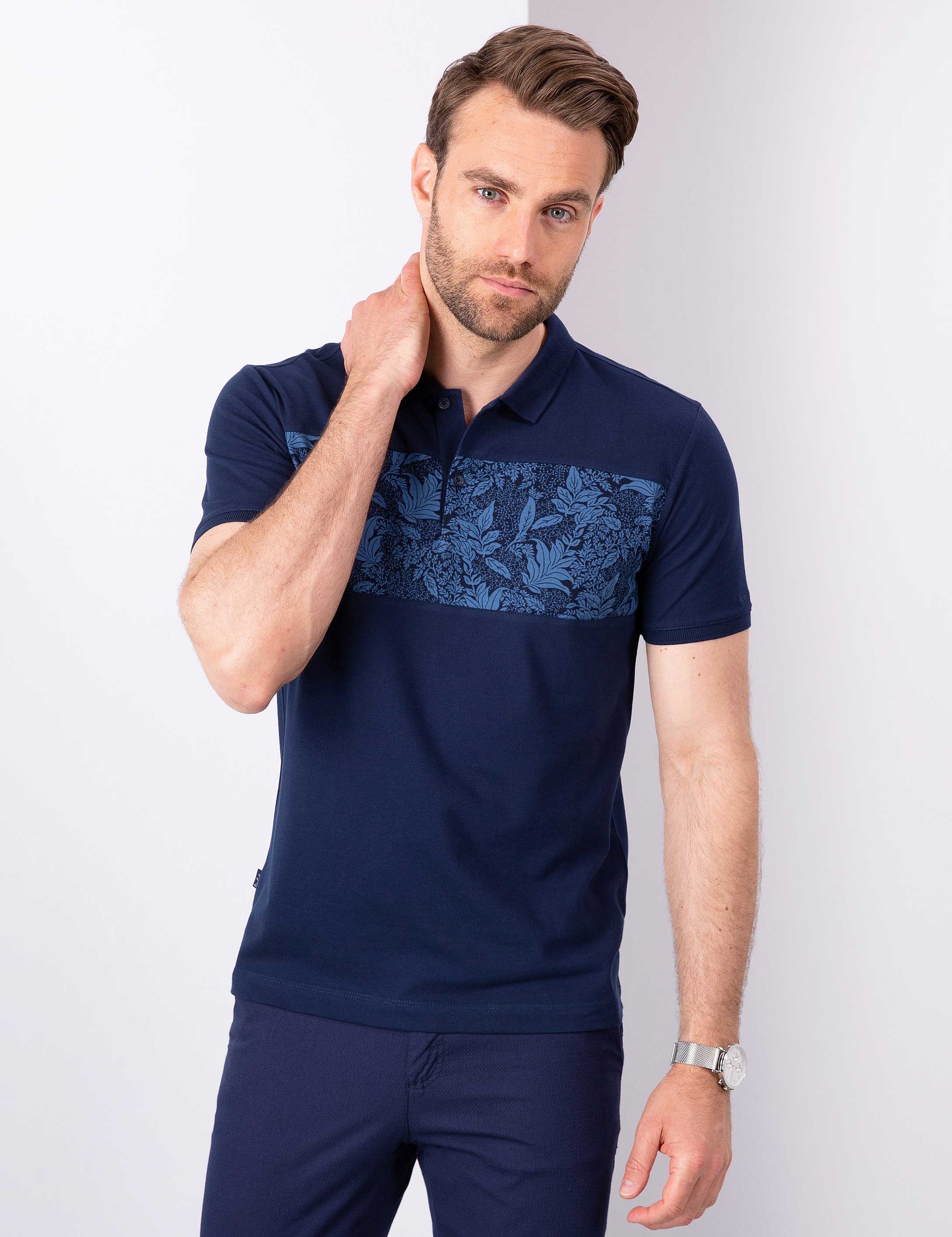 Lacivert Slim Fit Polo Yaka T-Shirt - Image 1