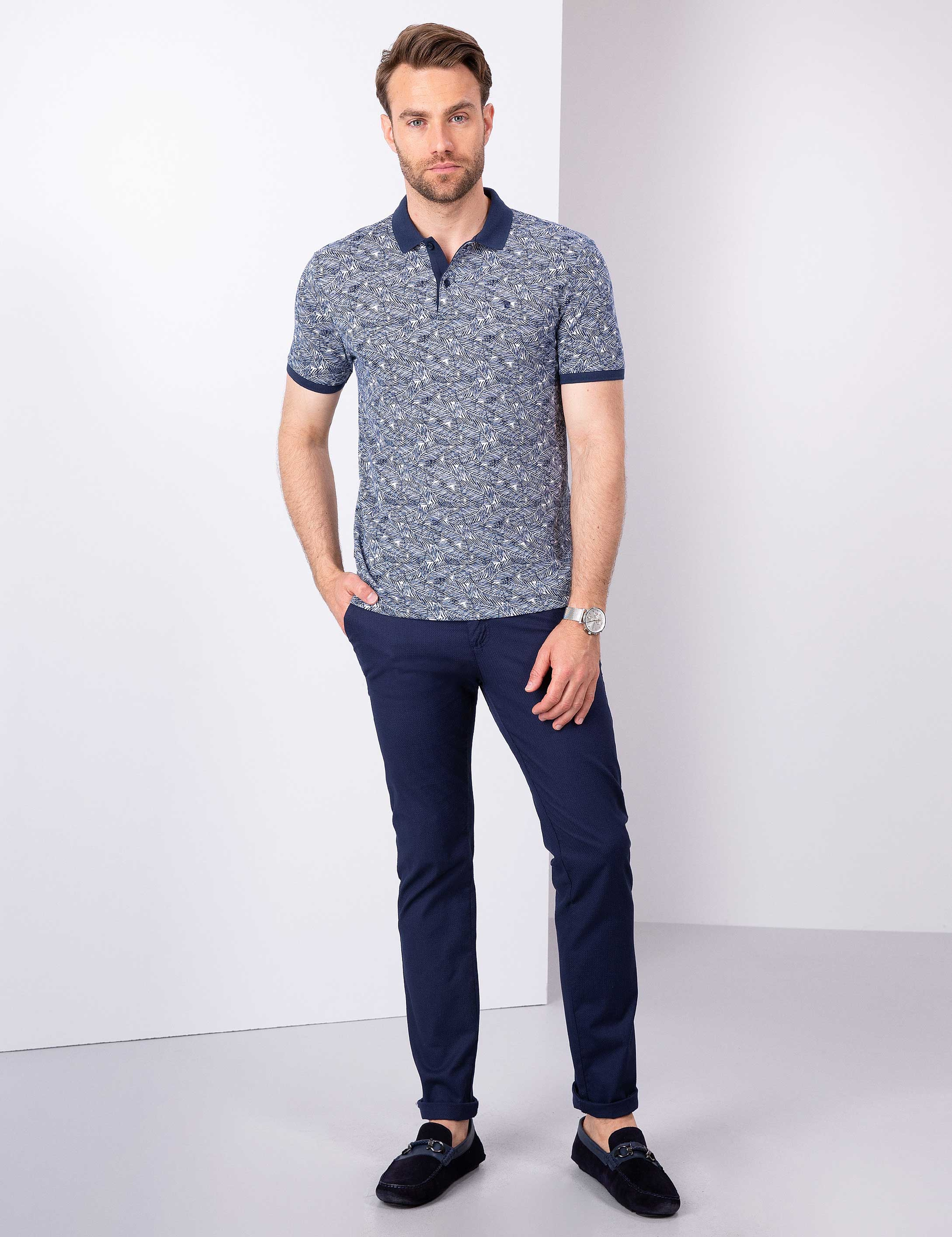 Lacivert Slim Fit Polo Yaka T-Shirt - Image 4