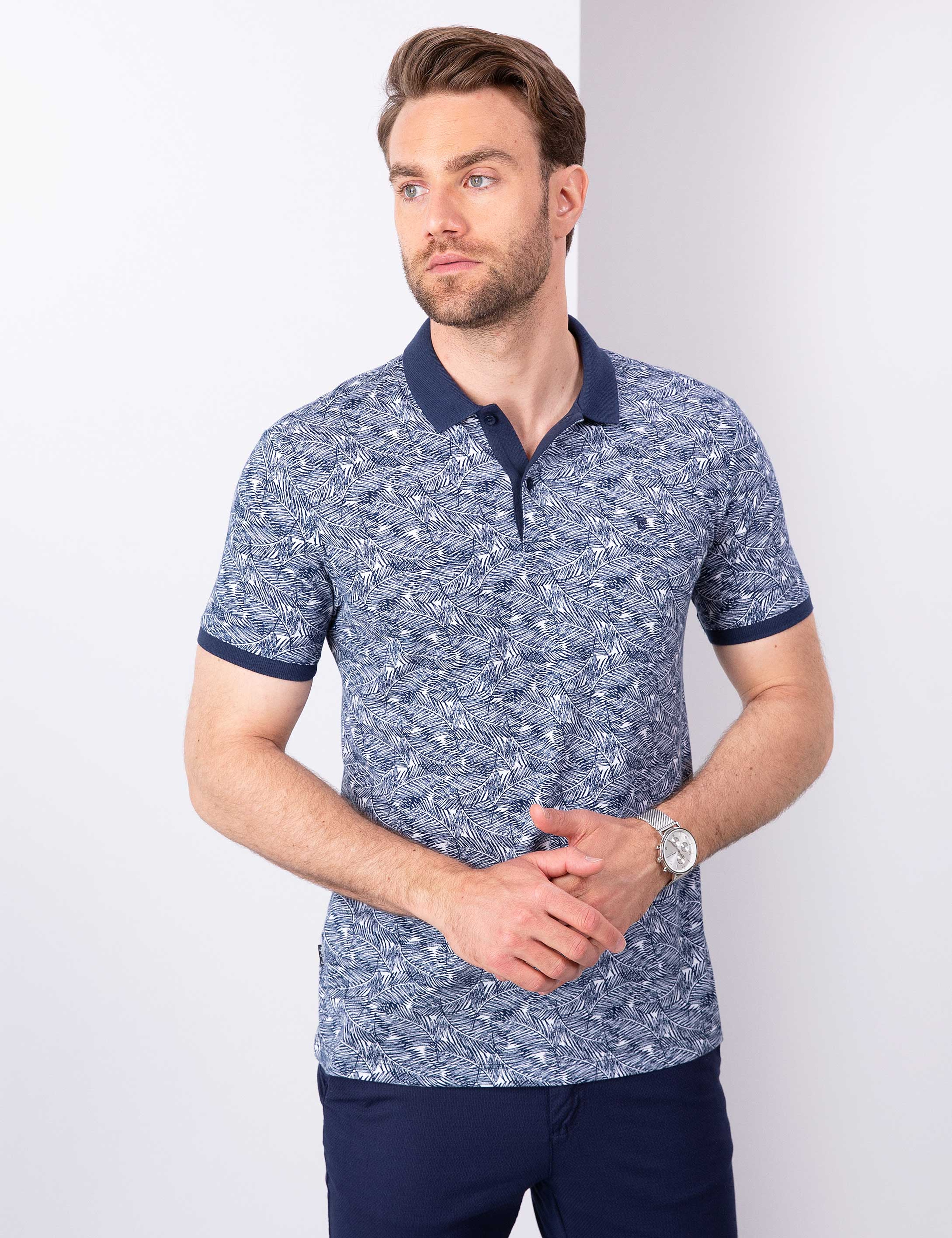 Lacivert Slim Fit Polo Yaka T-Shirt - Image 1