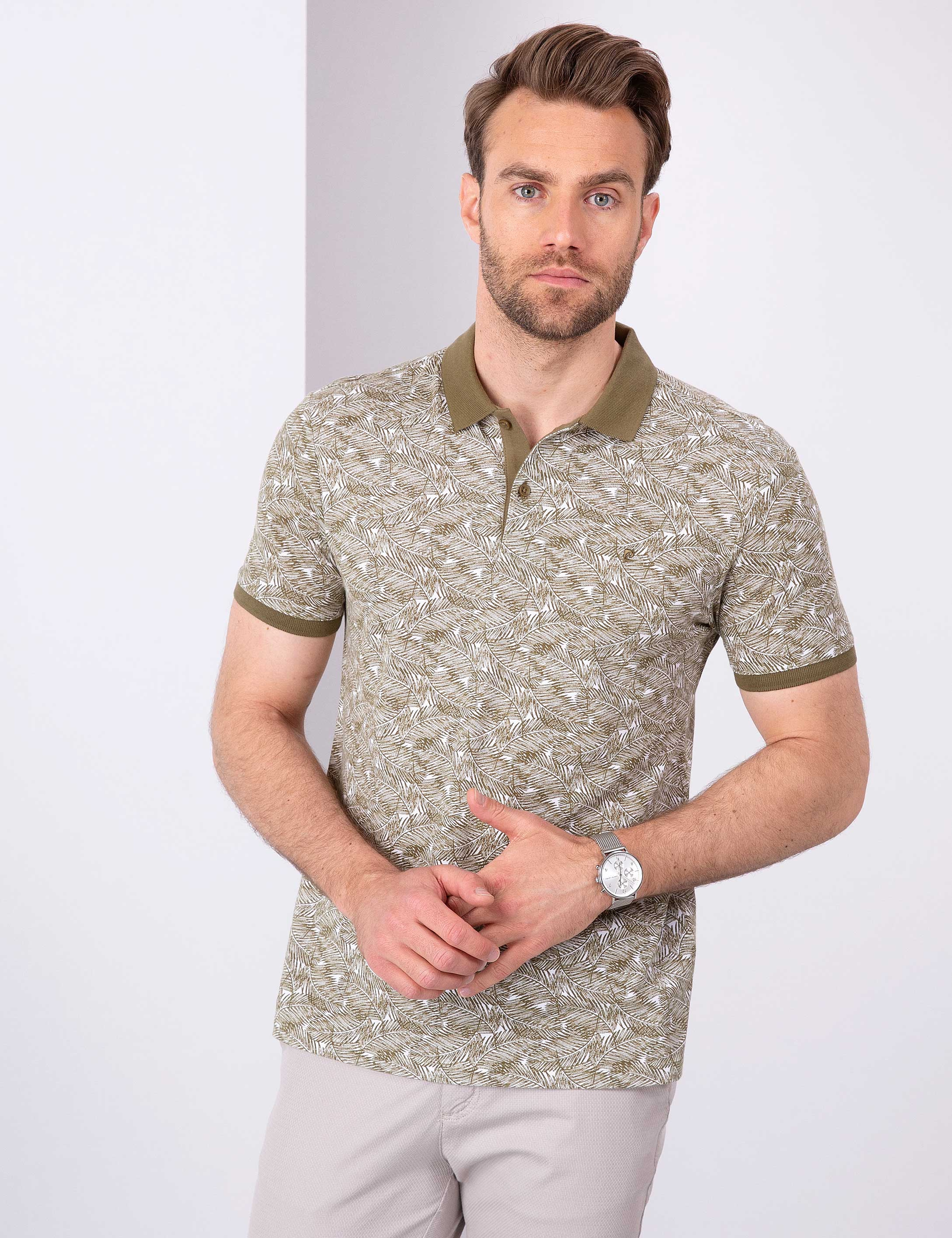 Haki Slim Fit Polo Yaka T-Shirt