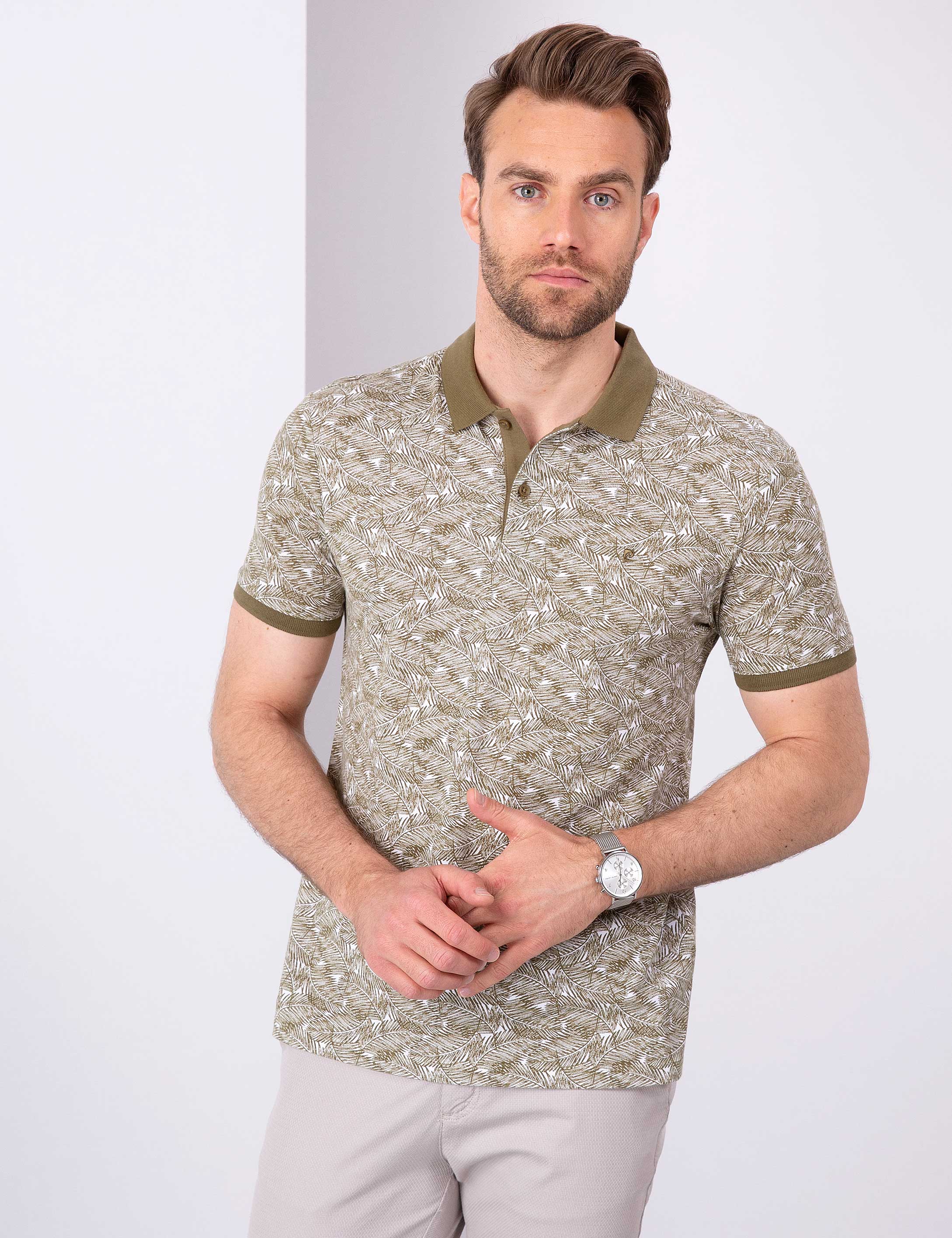 Haki Slim Fit Polo Yaka T-Shirt