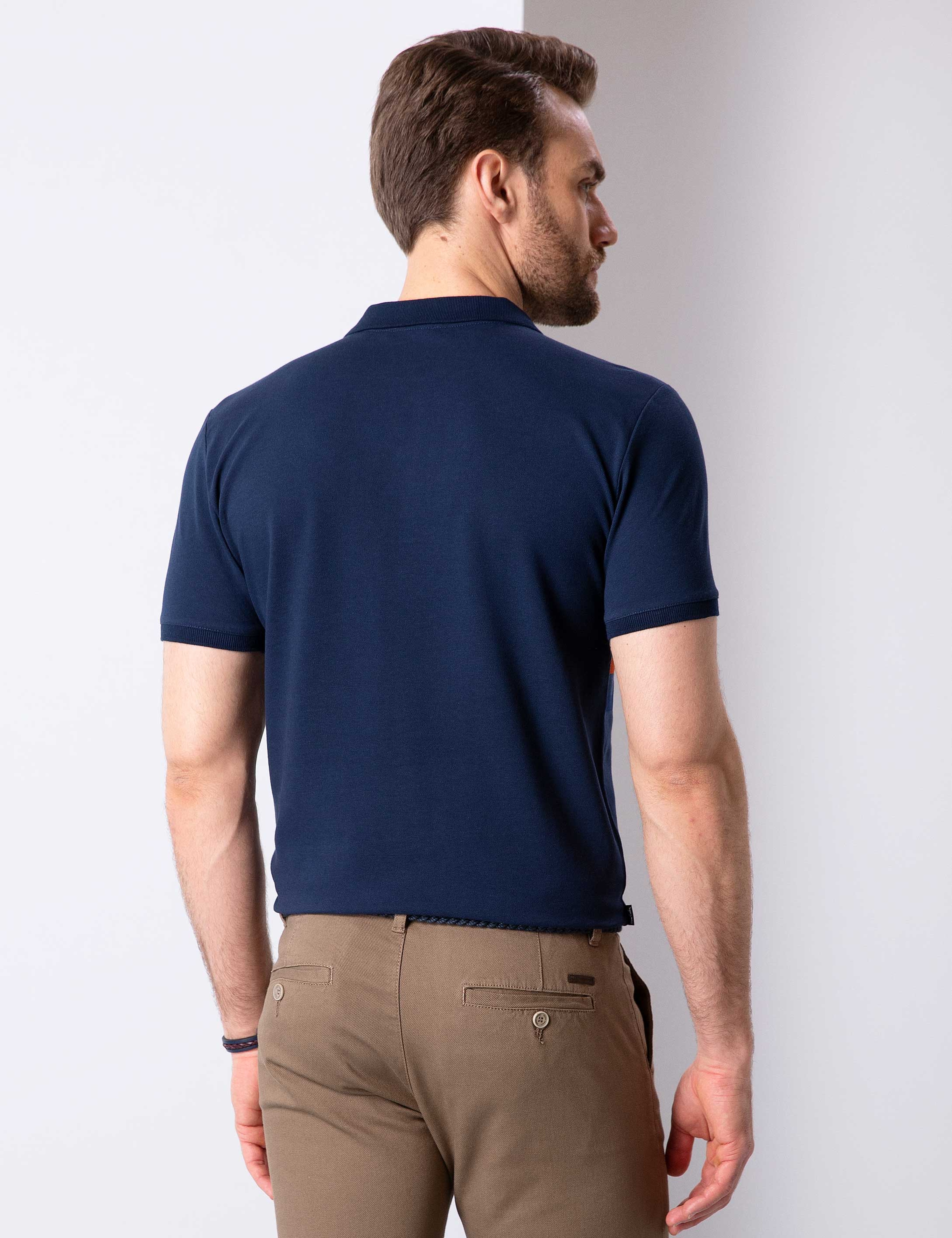 Lacivert Slim Fit Polo Yaka T-Shirt - Image 4