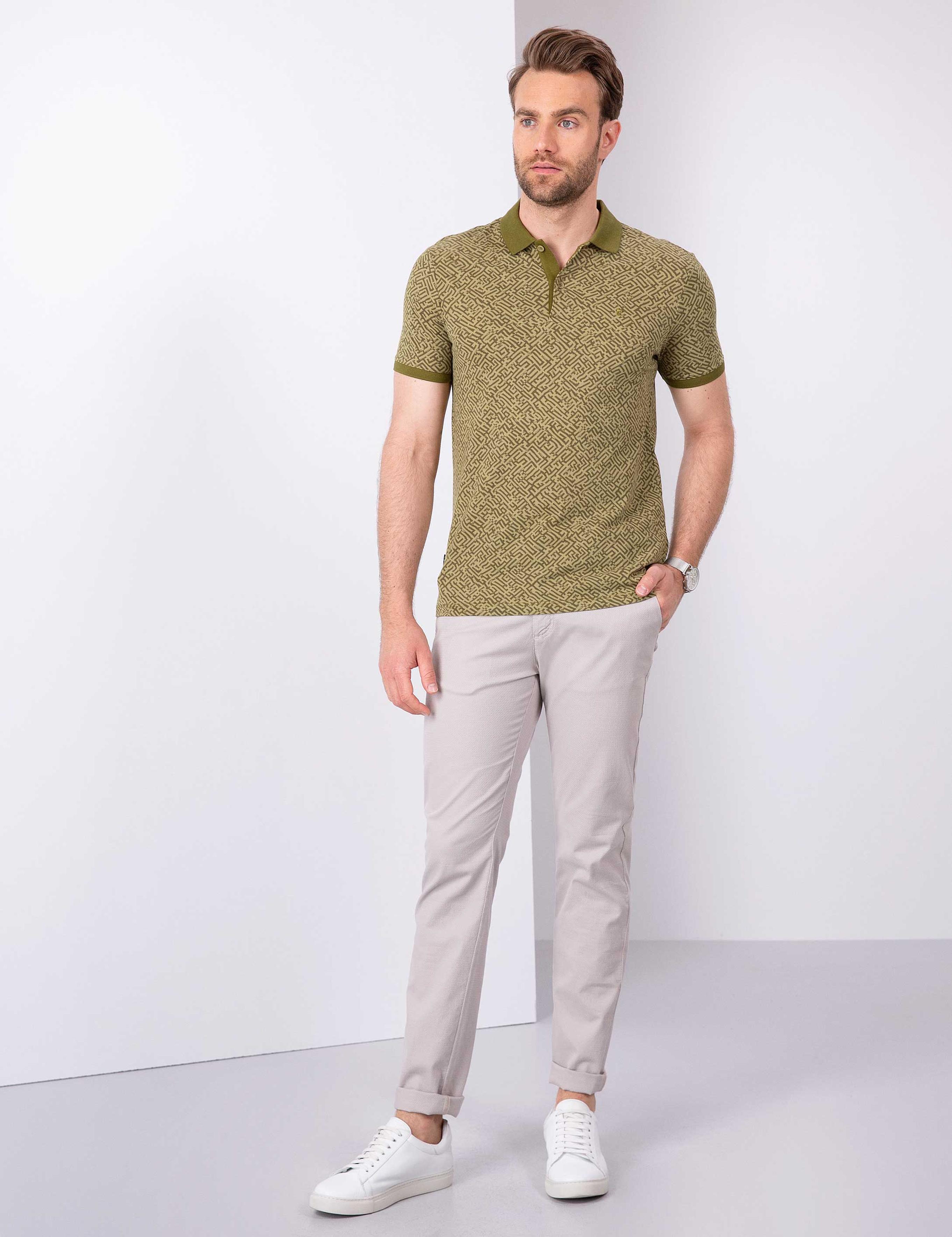 Haki Slim Fit Polo Yaka T-Shirt