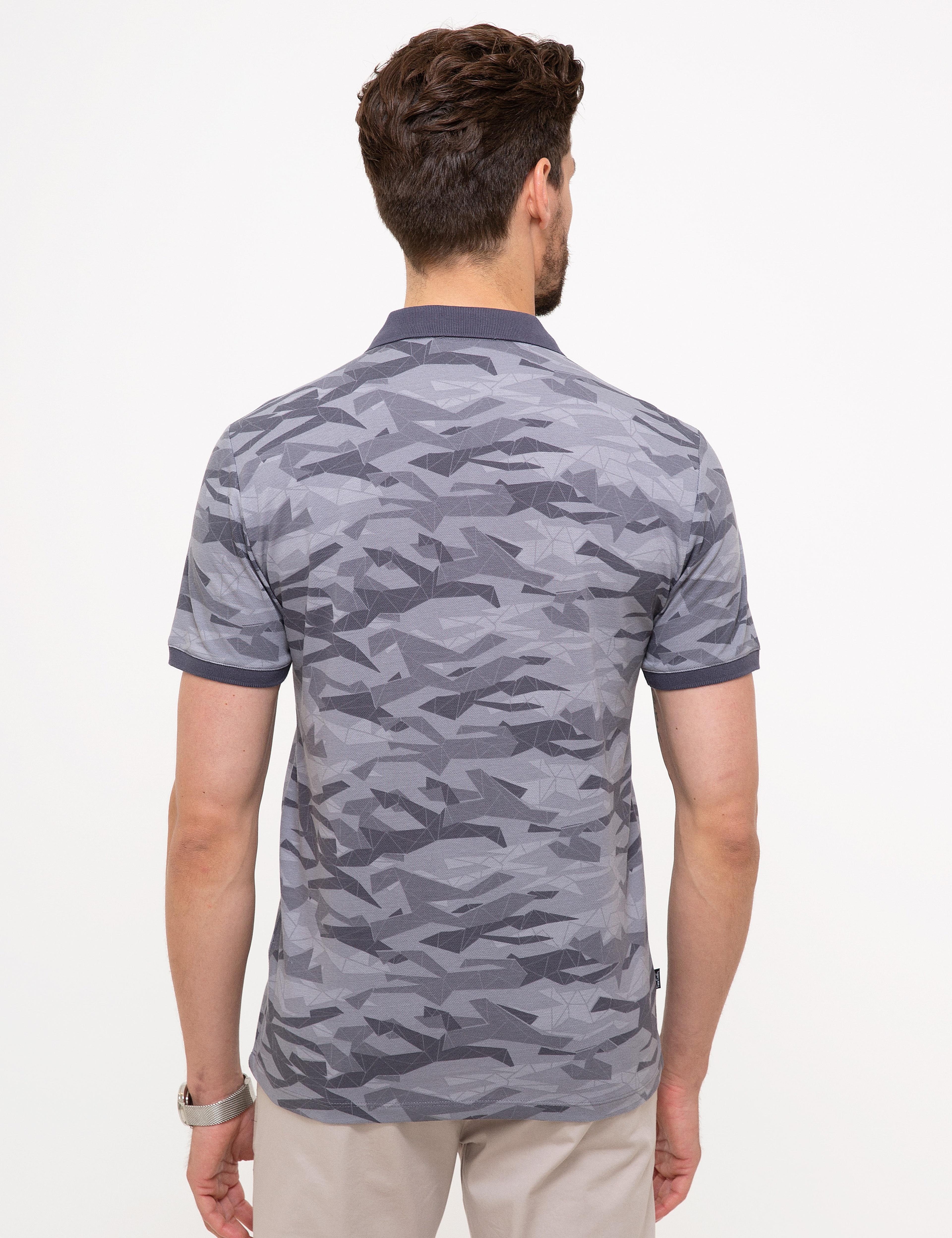 Gri Slim Fit Polo Yaka T-Shirt - Image 3