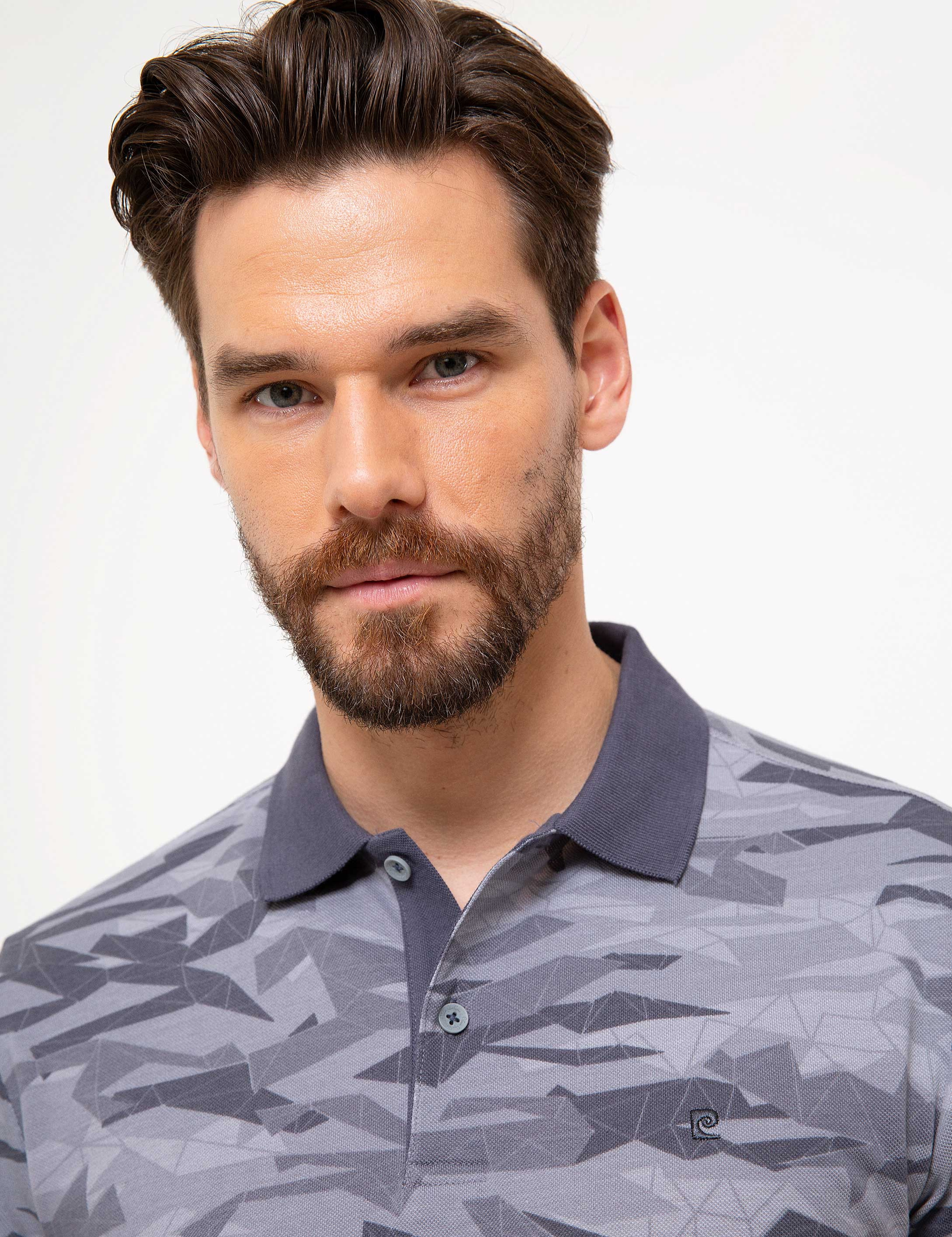 Gri Slim Fit Polo Yaka T-Shirt - Image 2
