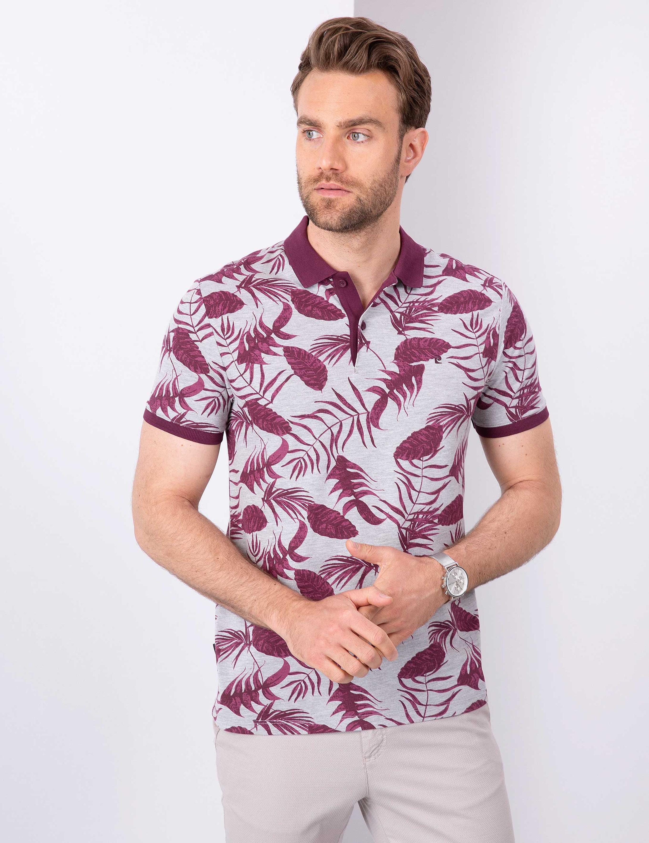 Bordo Slim Fit Polo Yaka T-Shirt