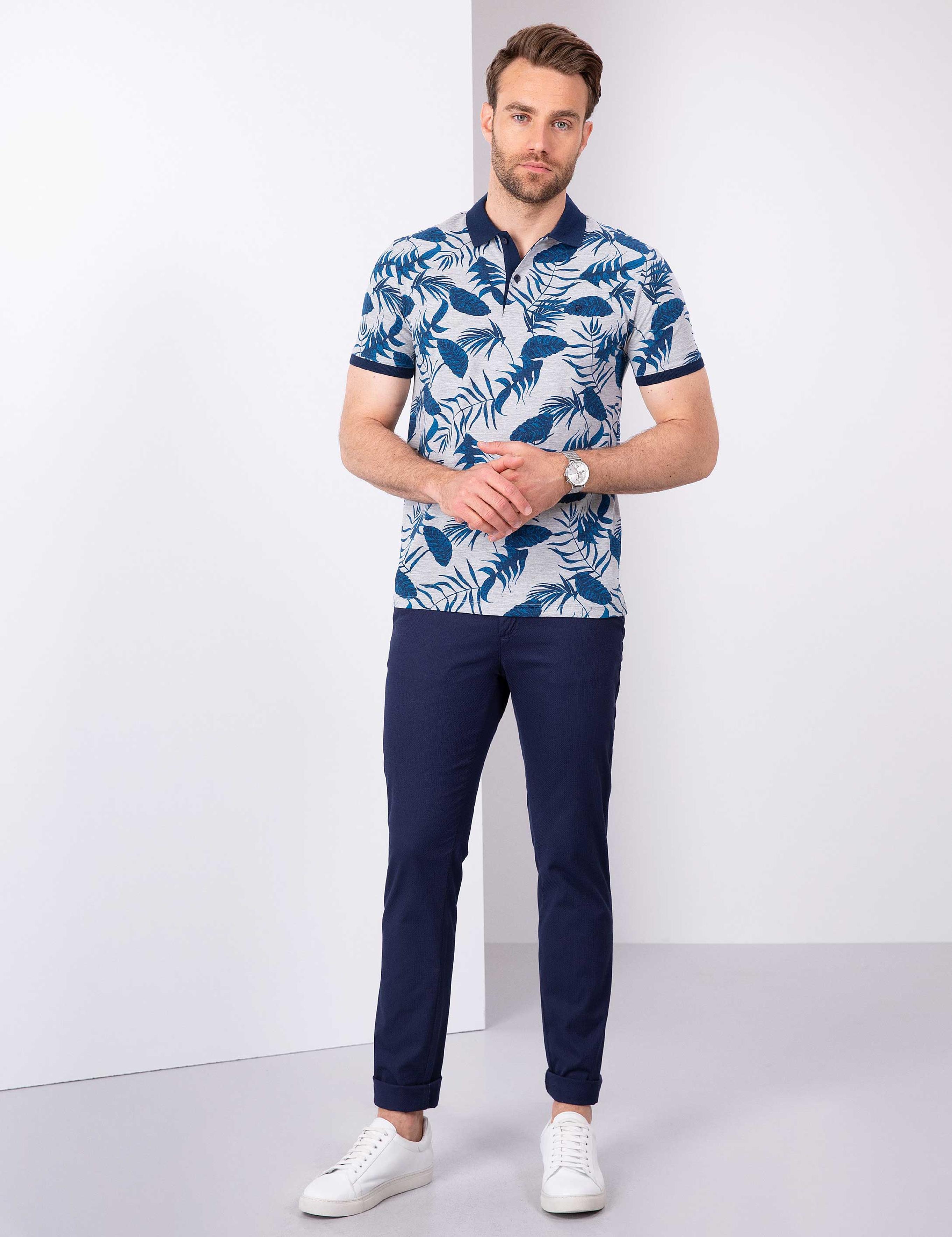 Lacivert Slim Fit Polo Yaka T-Shirt