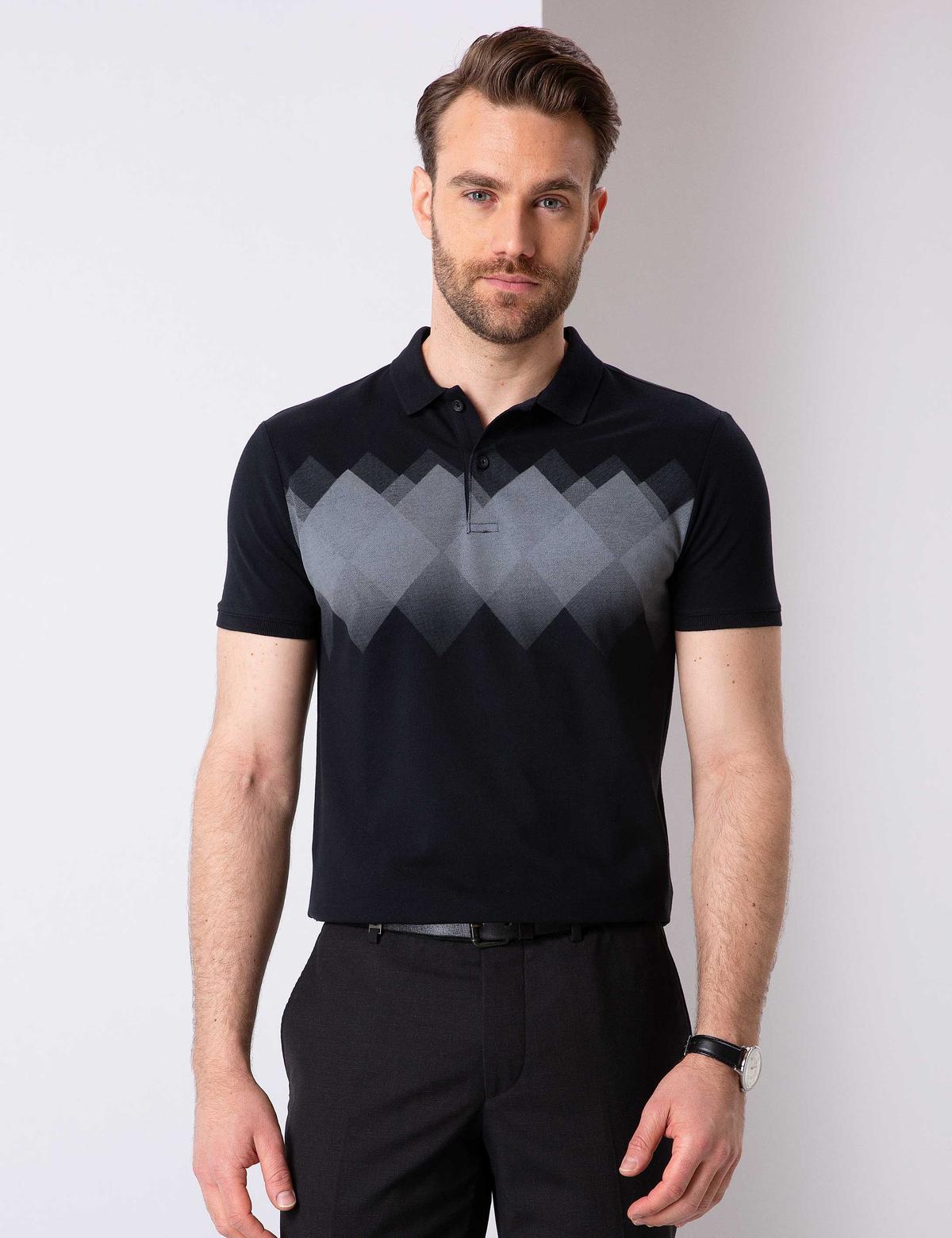 Siyah Slim Fit Polo Yaka T-Shirt