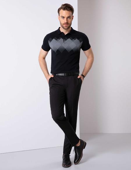 Siyah Slim Fit Polo Yaka T-Shirt - 50210346001