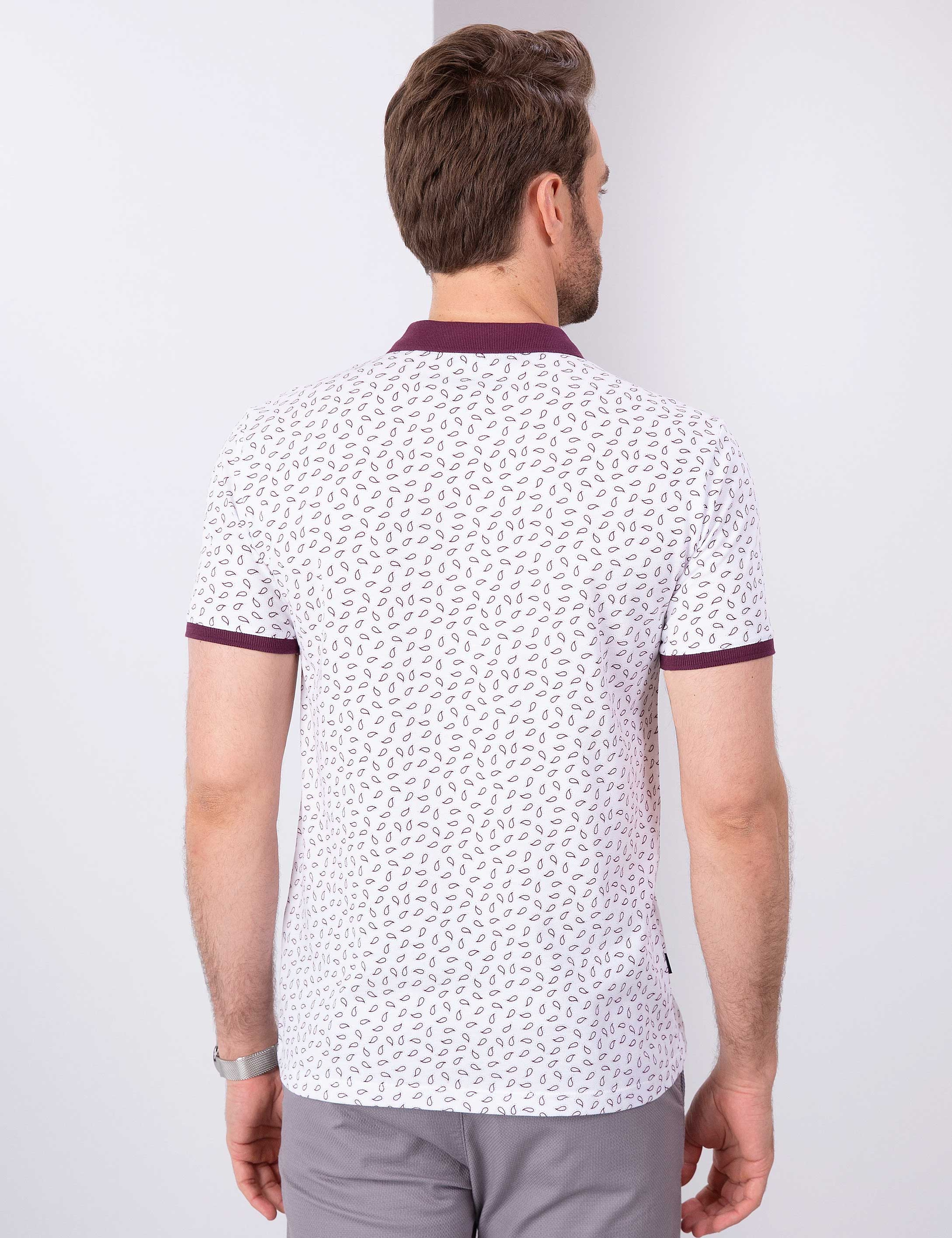 Bordo Slim Fit Polo Yaka T-Shirt - Image 3