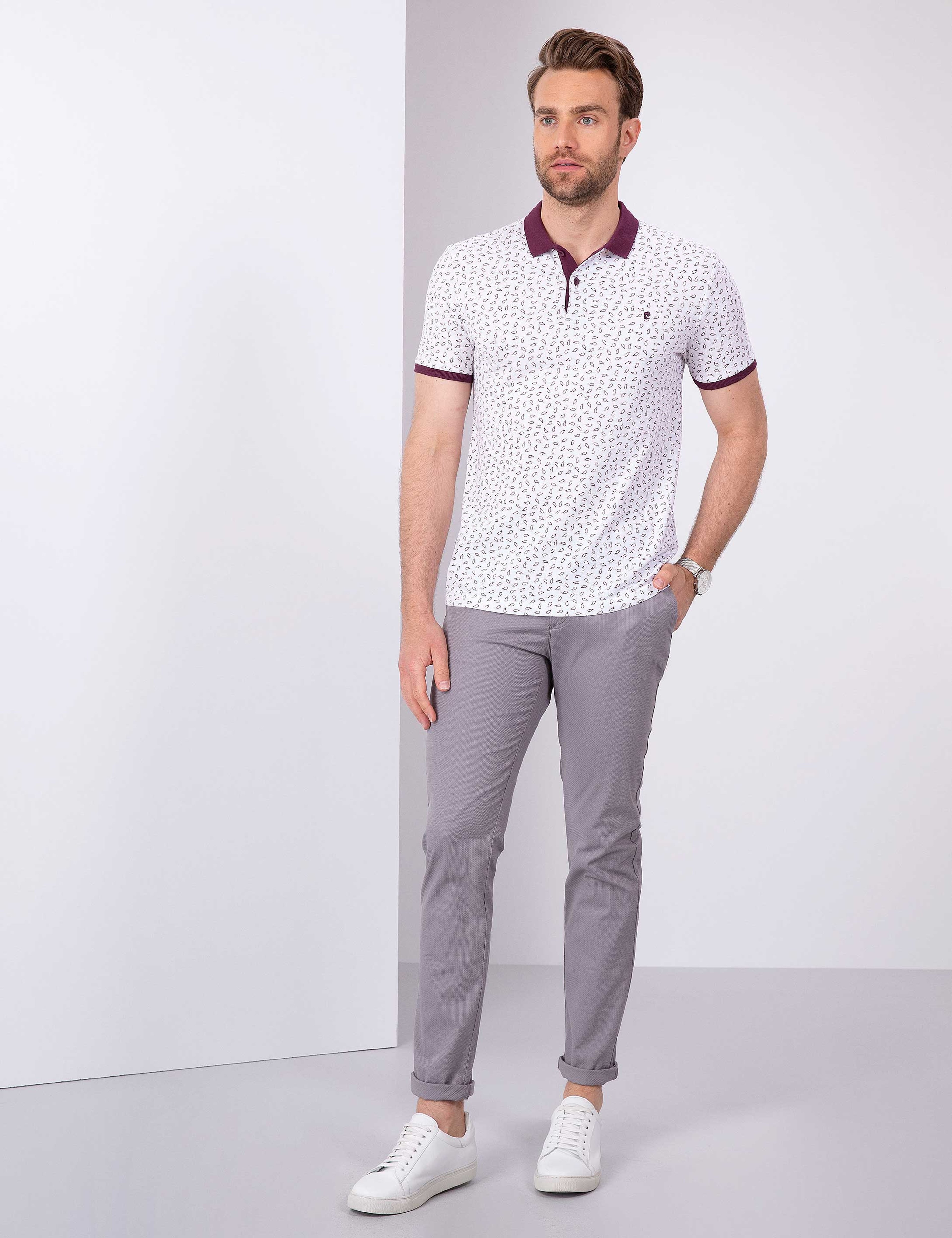 Bordo Slim Fit Polo Yaka T-Shirt - Image 4