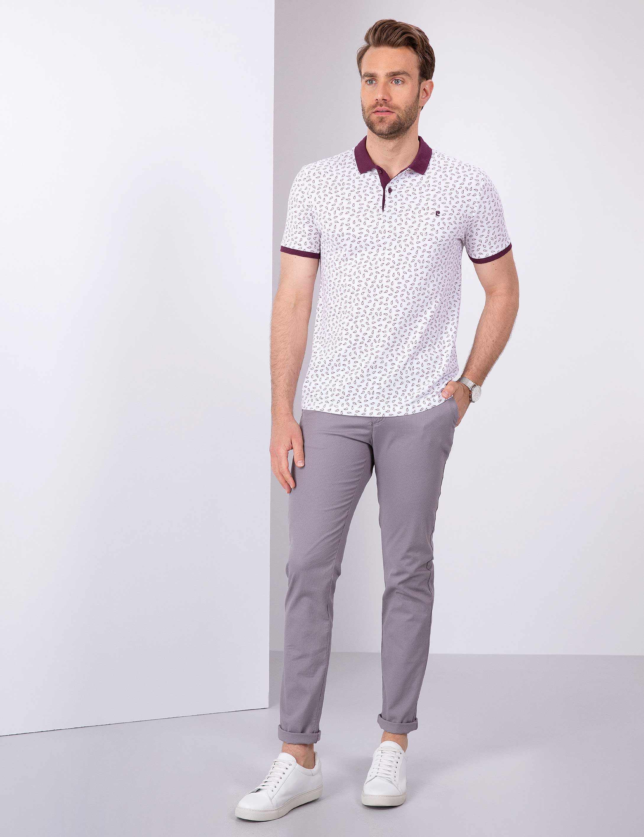 Bordo Slim Fit Polo Yaka T-Shirt