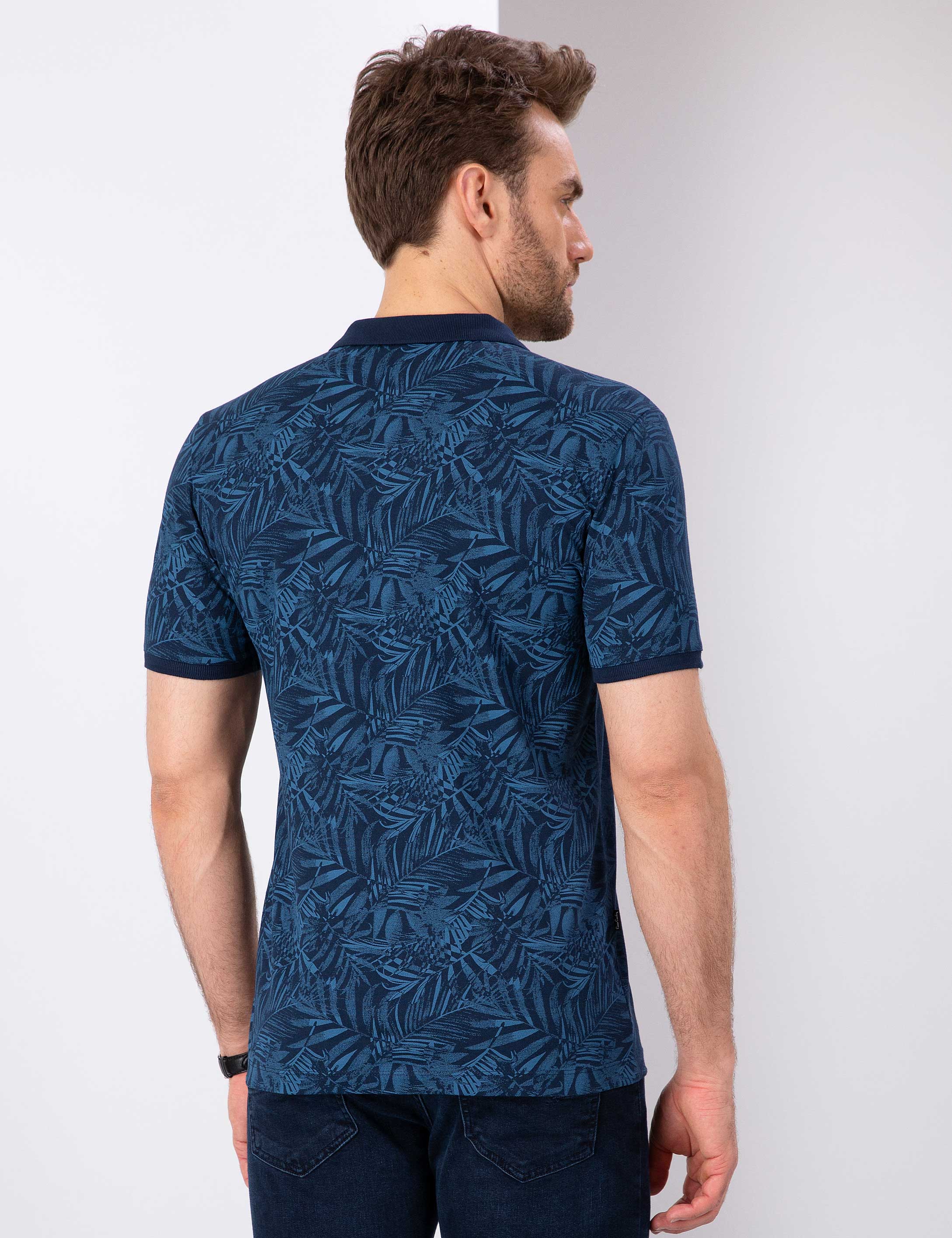 Lacivert Slim Fit Polo Yaka T-Shirt