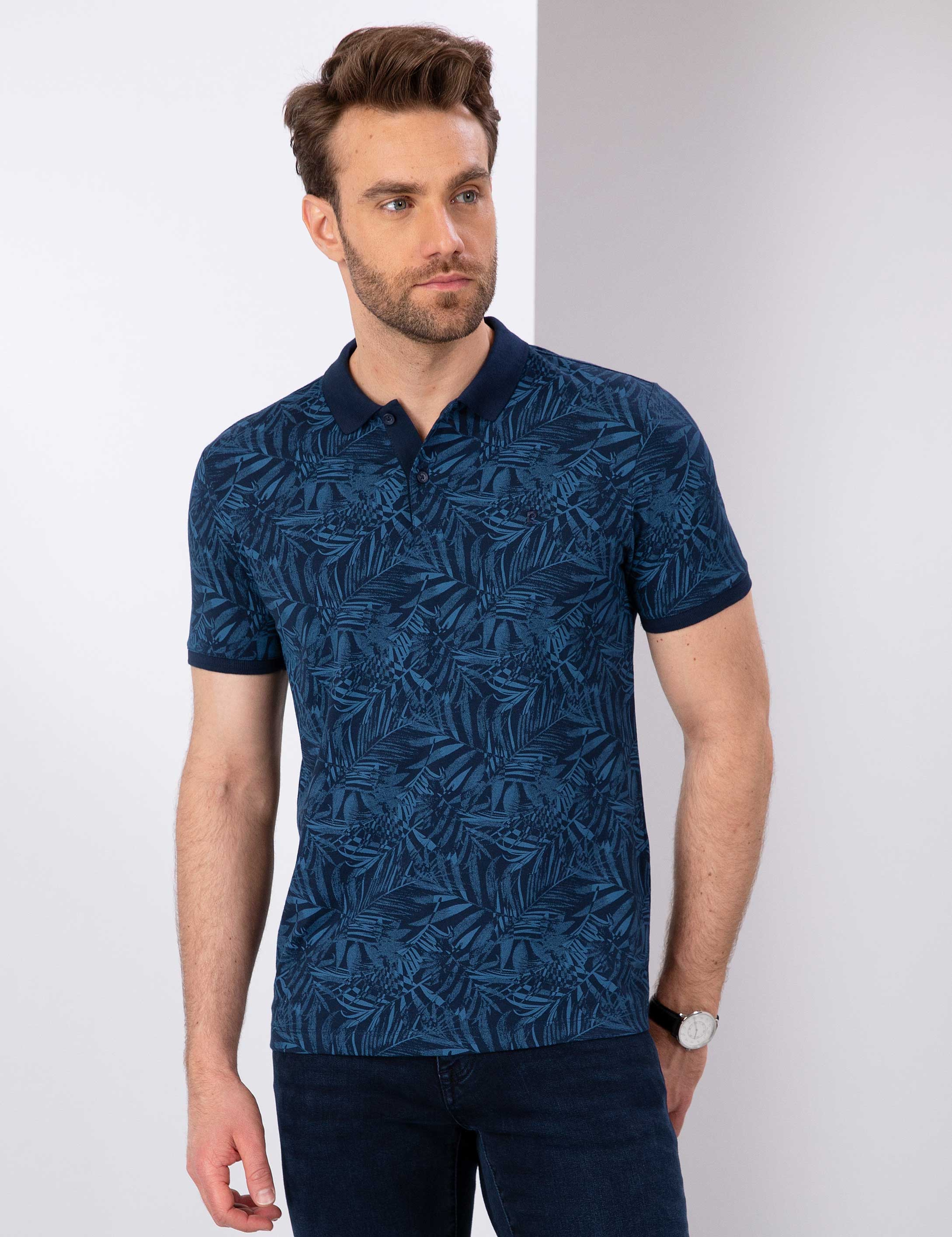 Lacivert Slim Fit Polo Yaka T-Shirt - Image 1