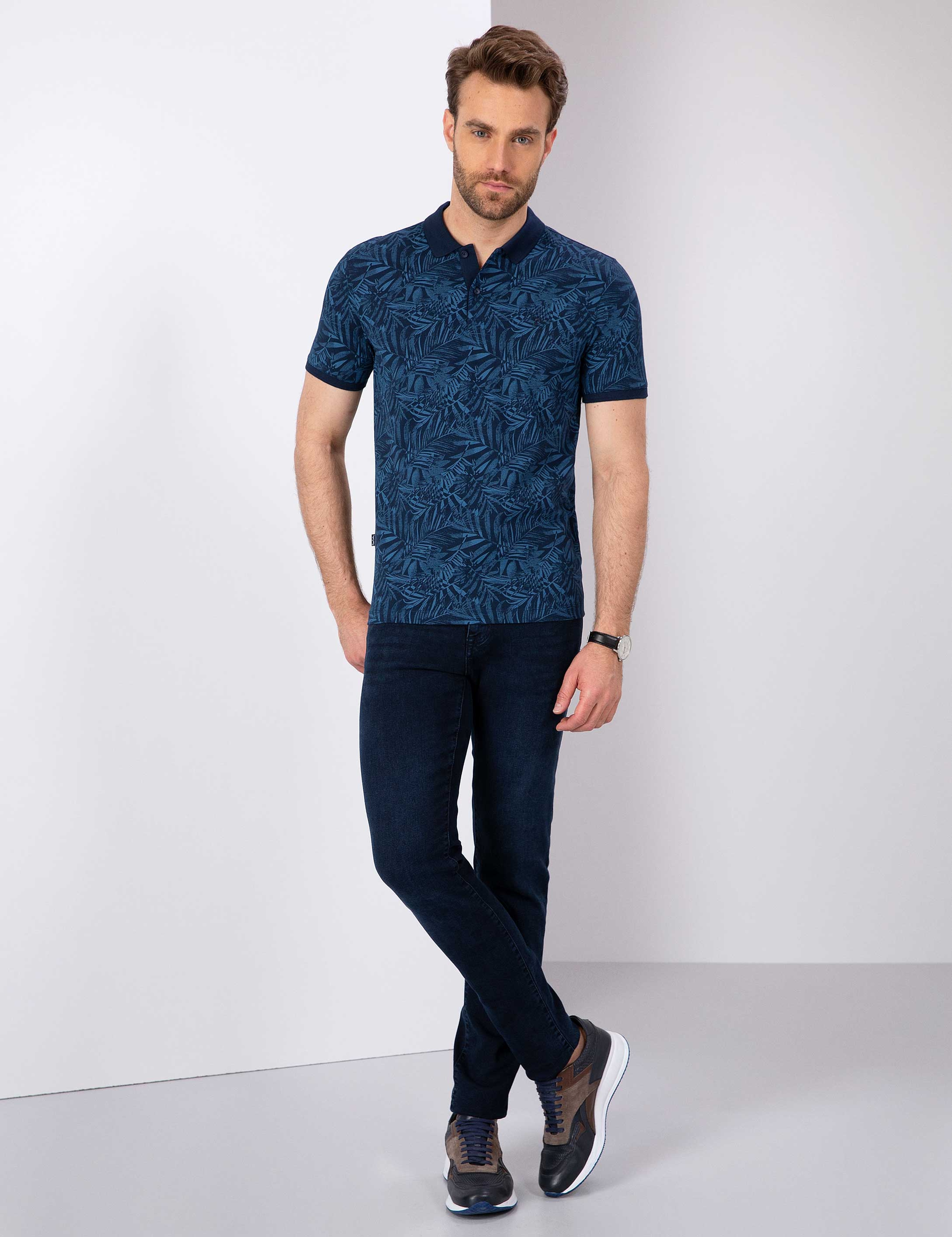 Lacivert Slim Fit Polo Yaka T-Shirt - Image 4