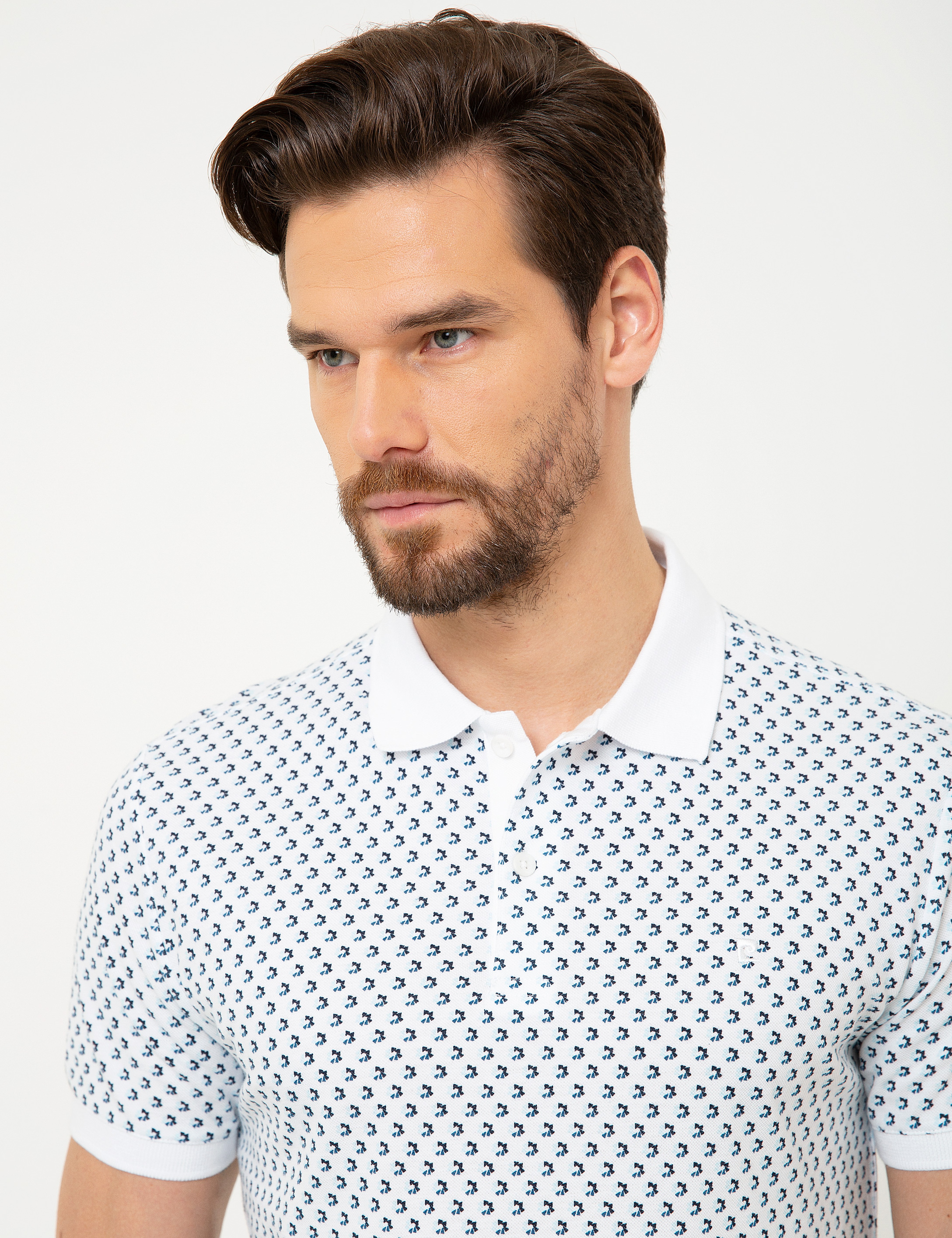 Beyaz Slim Fit Polo Yaka T-Shirt