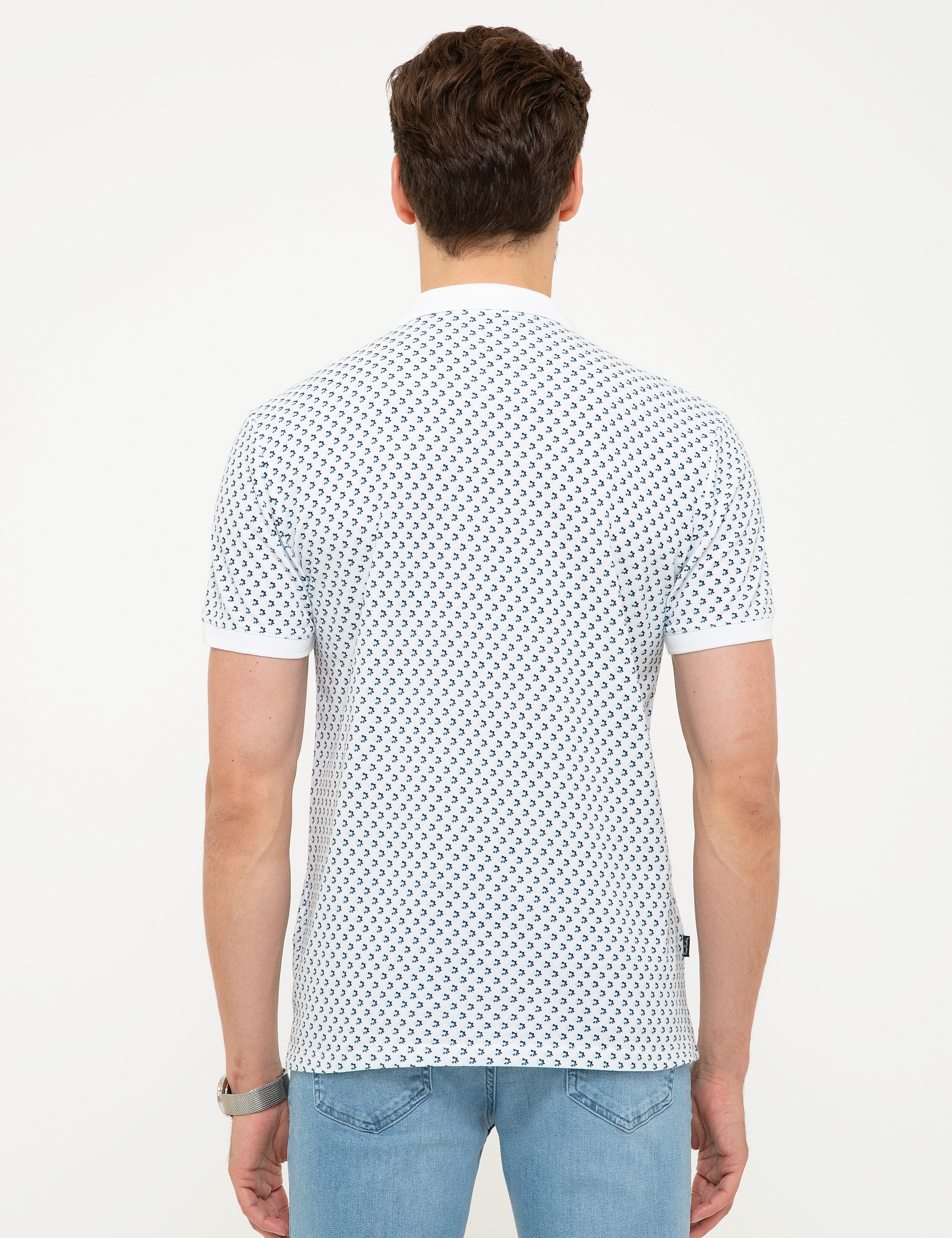 Beyaz Slim Fit Polo Yaka T-Shirt