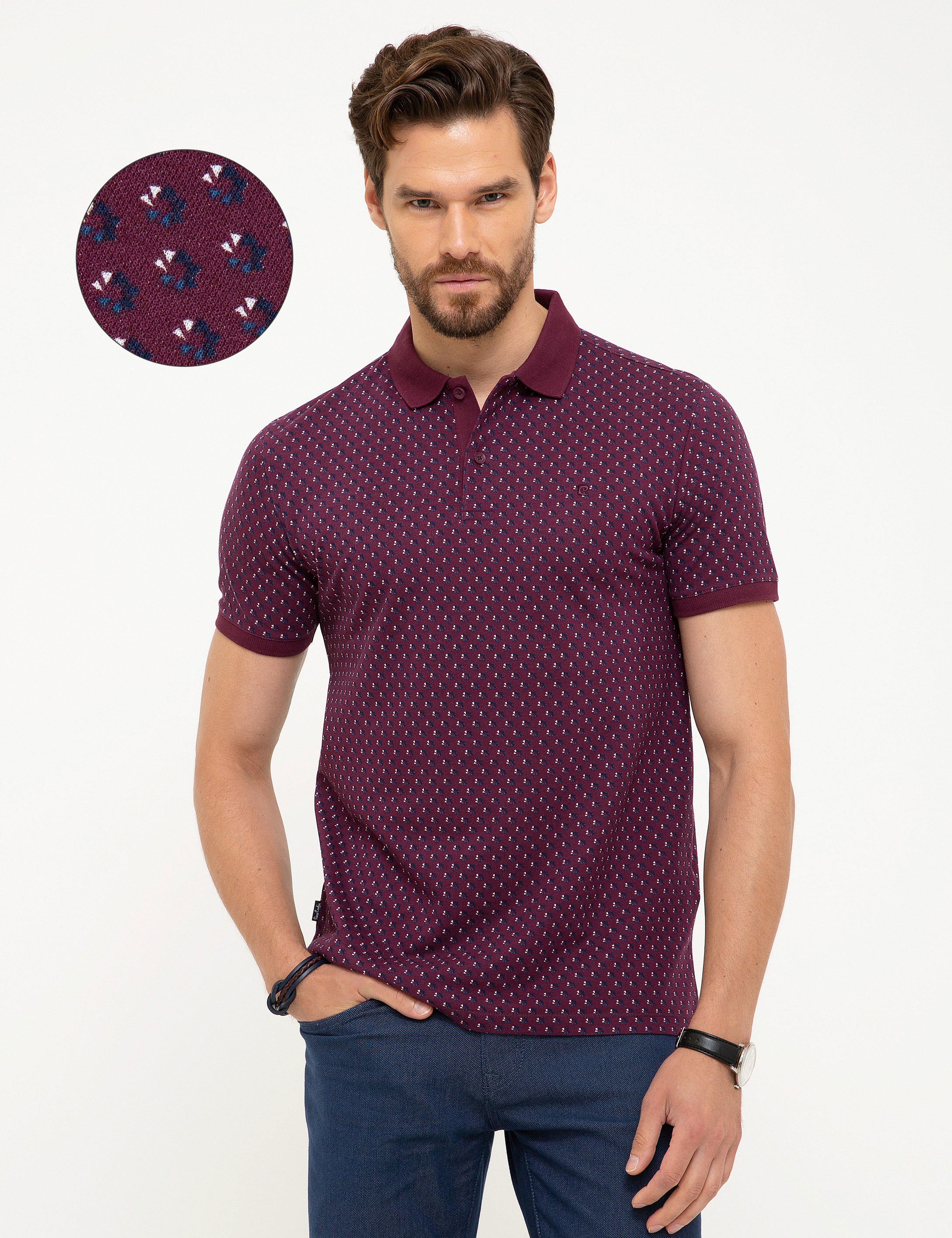 Bordo Slim Fit Polo Yaka T-Shirt - Image 1