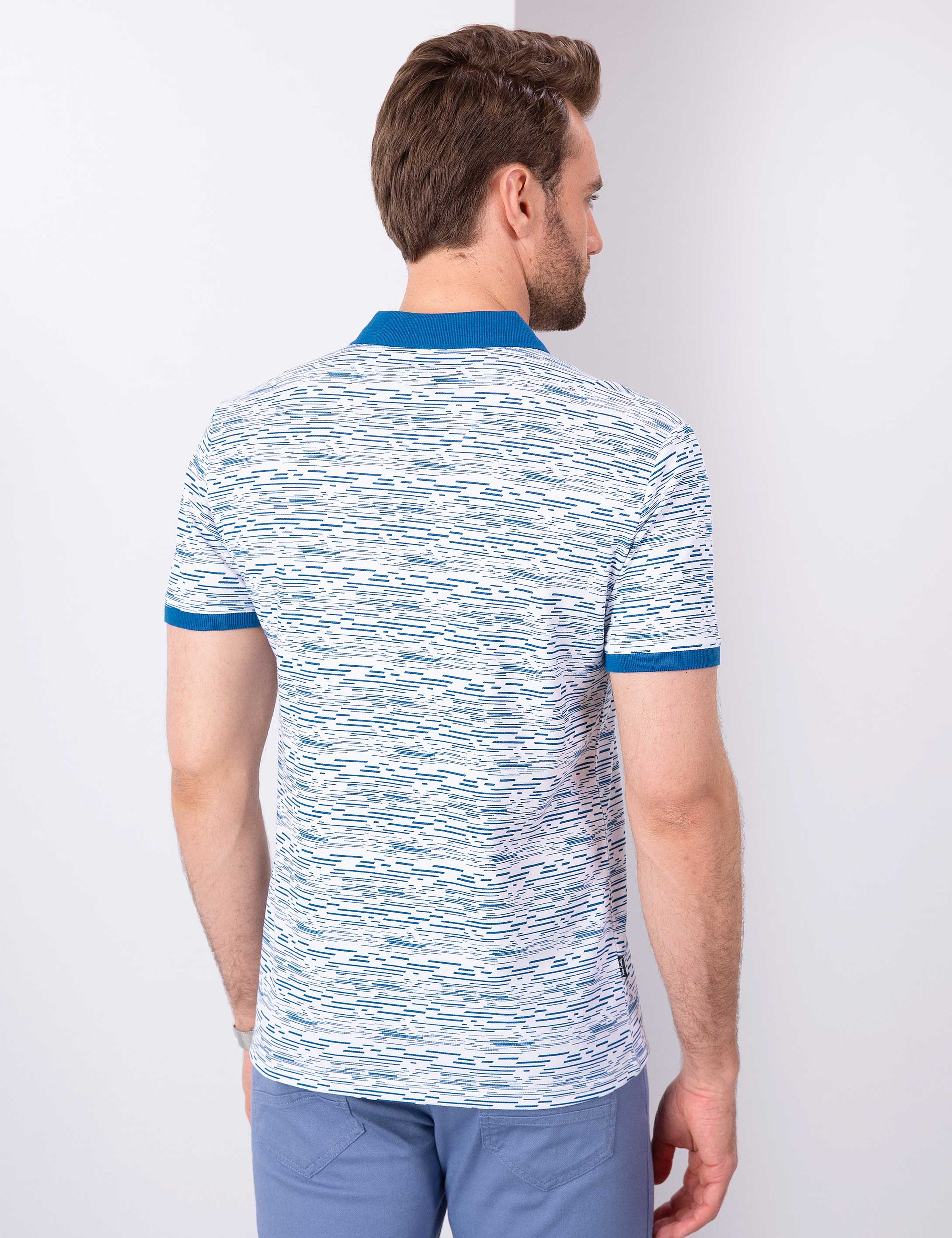 Saks Mavi Slim Fit Polo Yaka T-Shirt - Image 3
