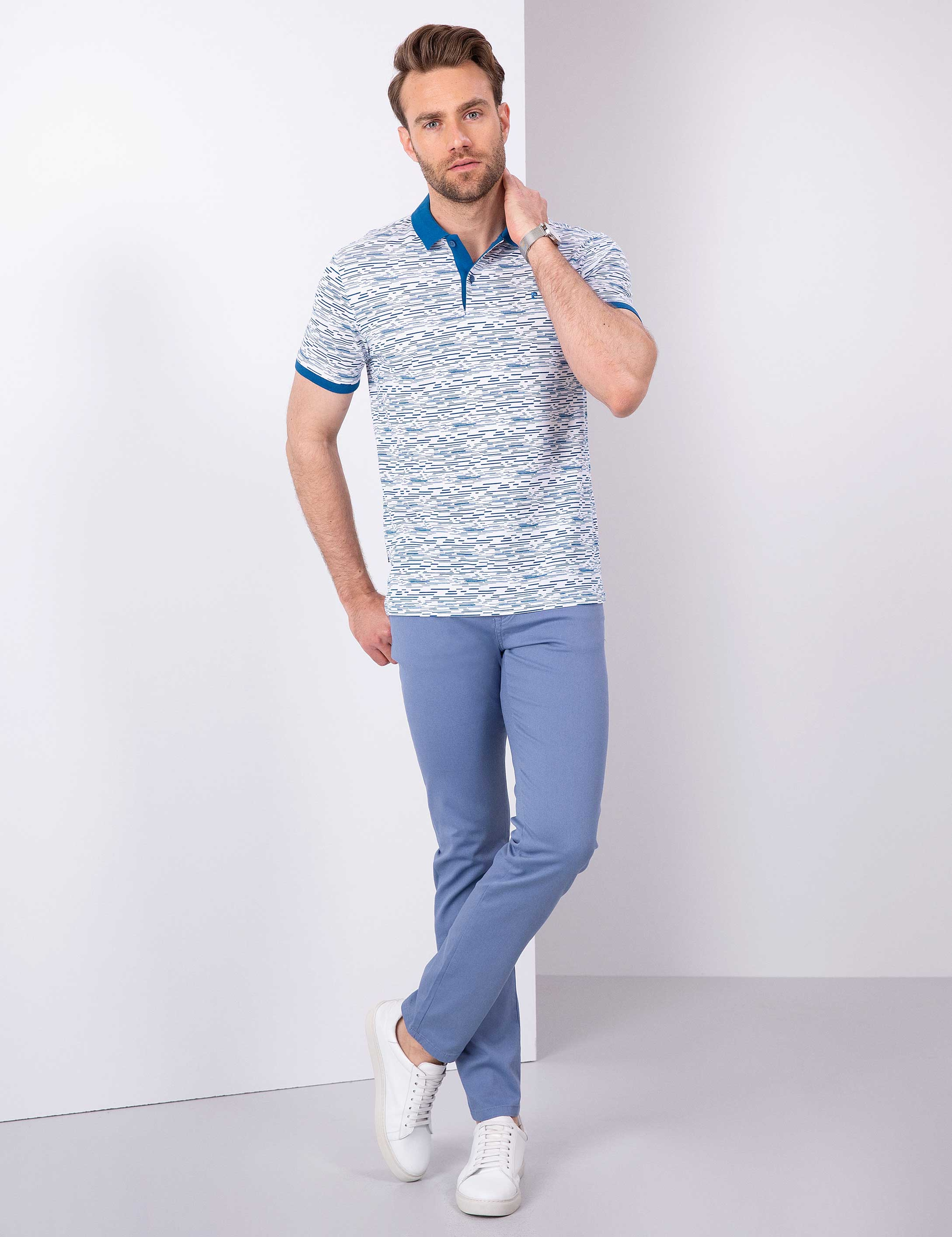 Saks Mavi Slim Fit Polo Yaka T-Shirt - Image 4