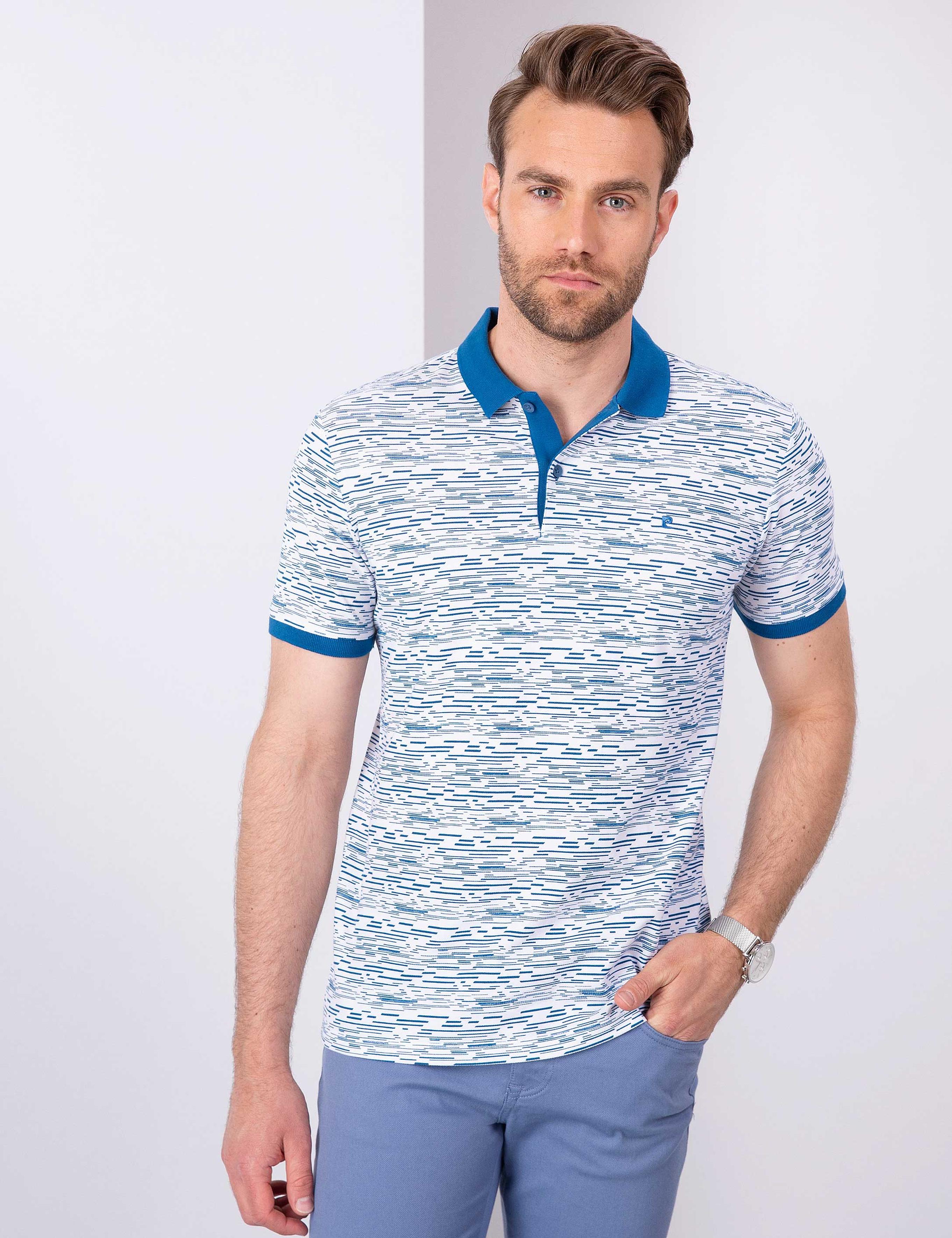 Saks Mavi Slim Fit Polo Yaka T-Shirt