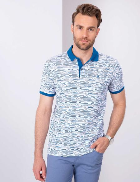 Saks Mavi Slim Fit Polo Yaka T-Shirt - 50210357009