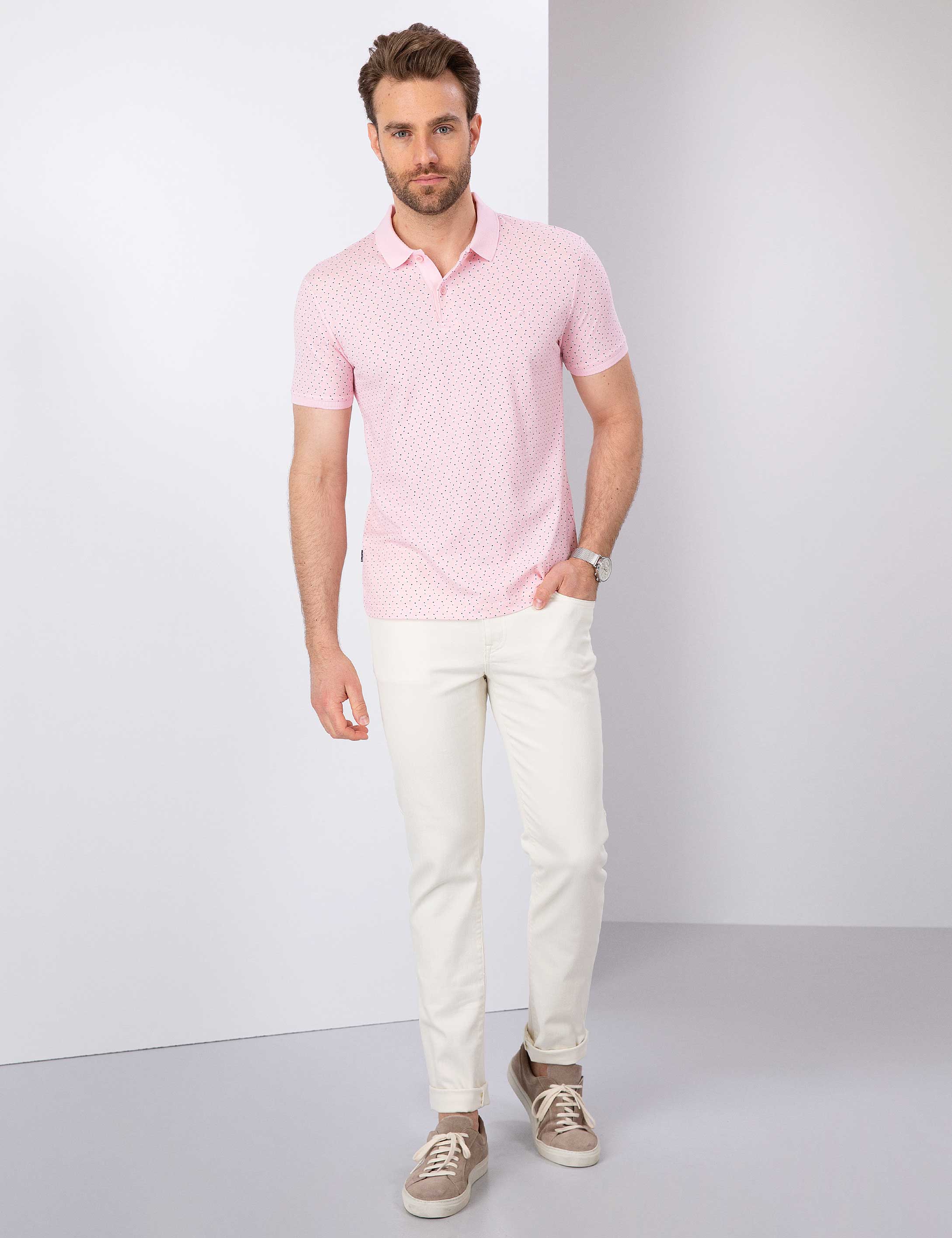 Pembe Slim Fit Polo Yaka T-Shirt