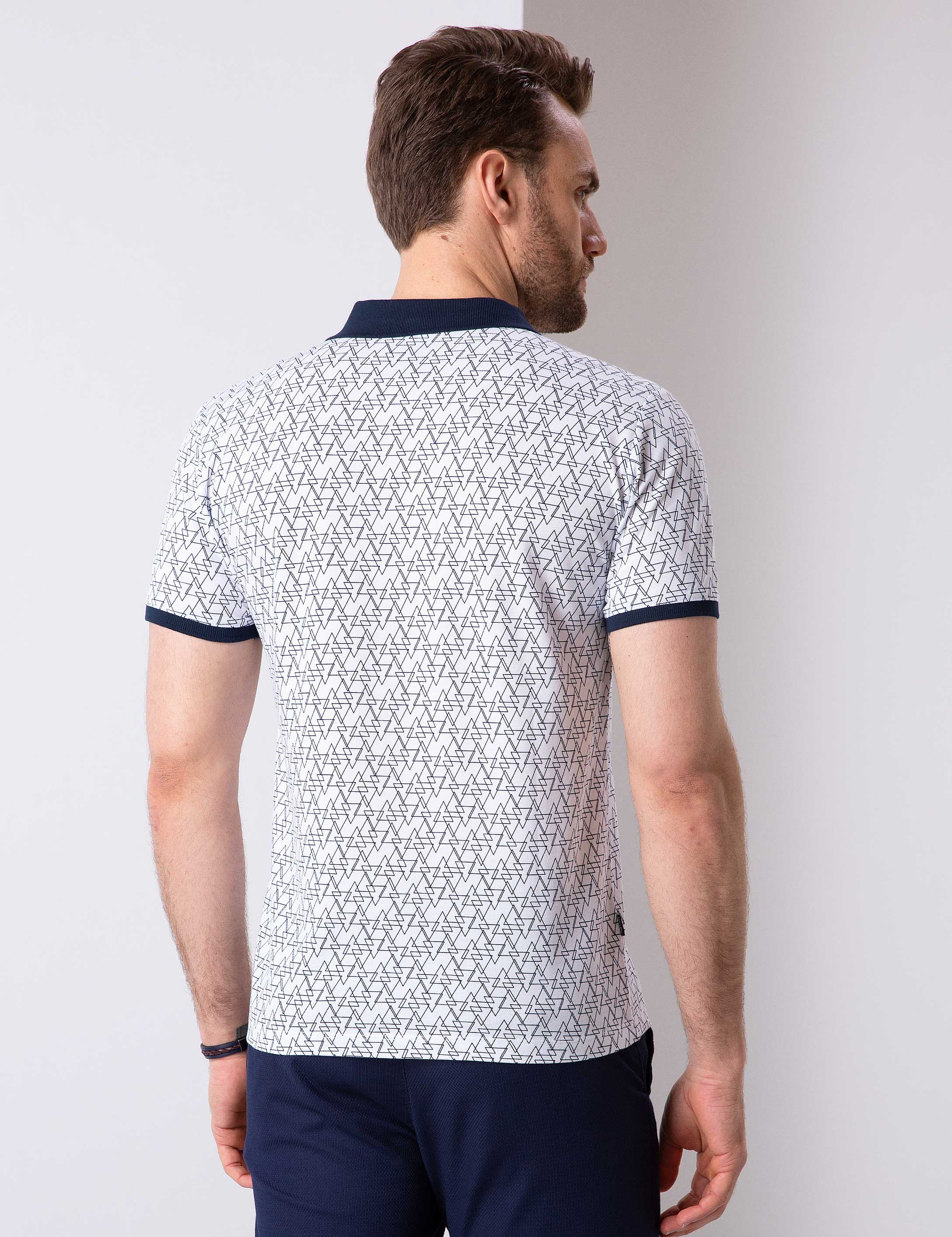 Beyaz Slim Fit Polo Yaka T-Shirt - Image 4