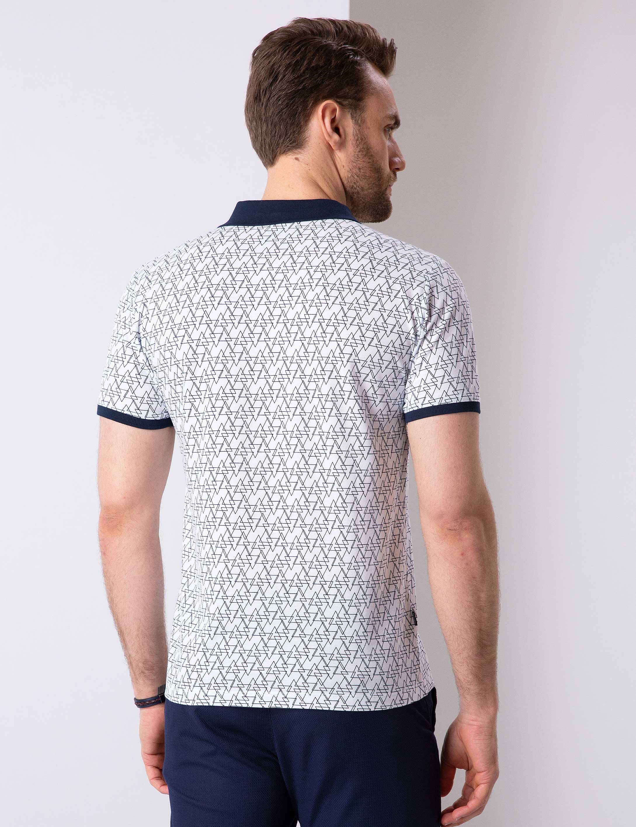 Beyaz Slim Fit Polo Yaka T-Shirt