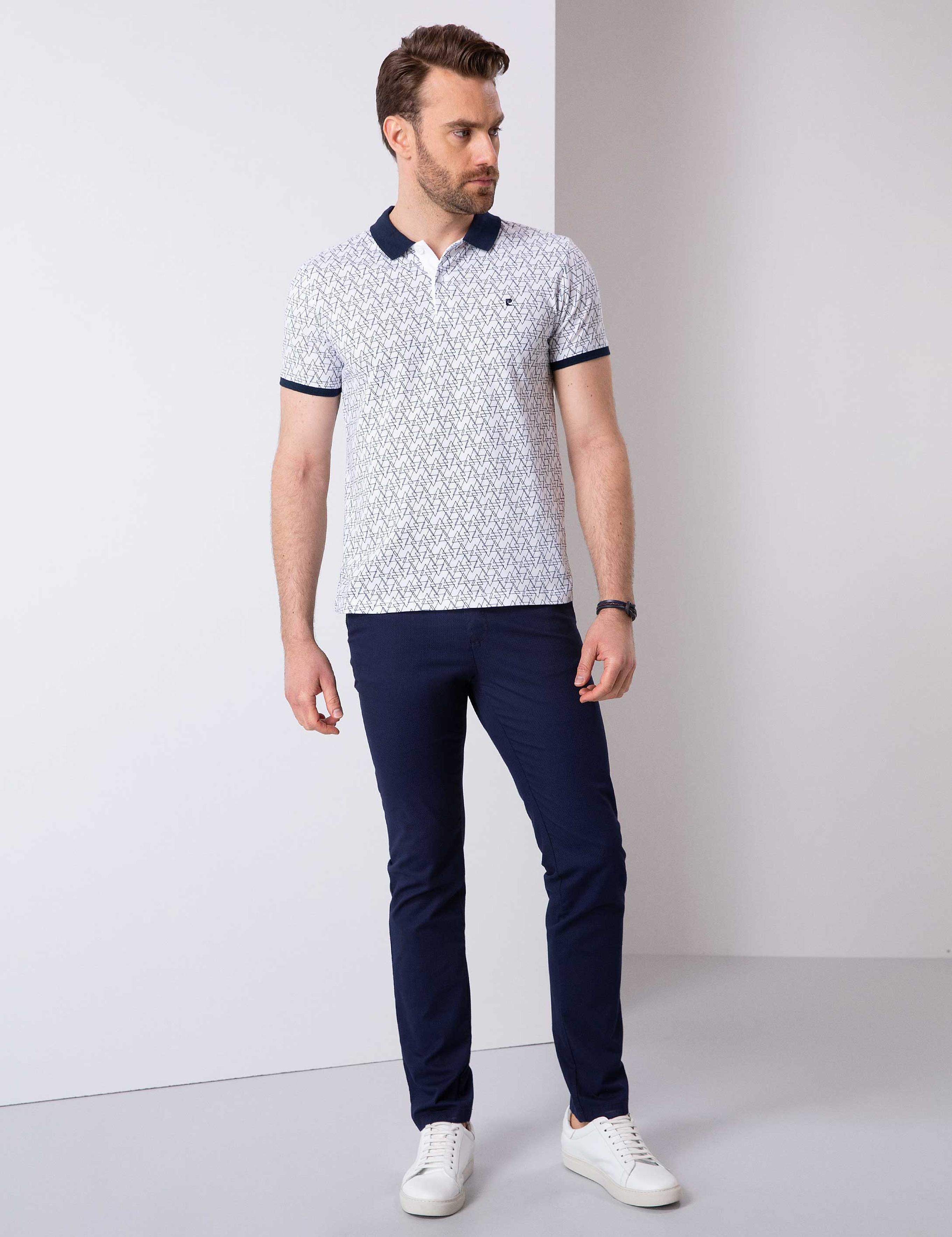 Beyaz Slim Fit Polo Yaka T-Shirt