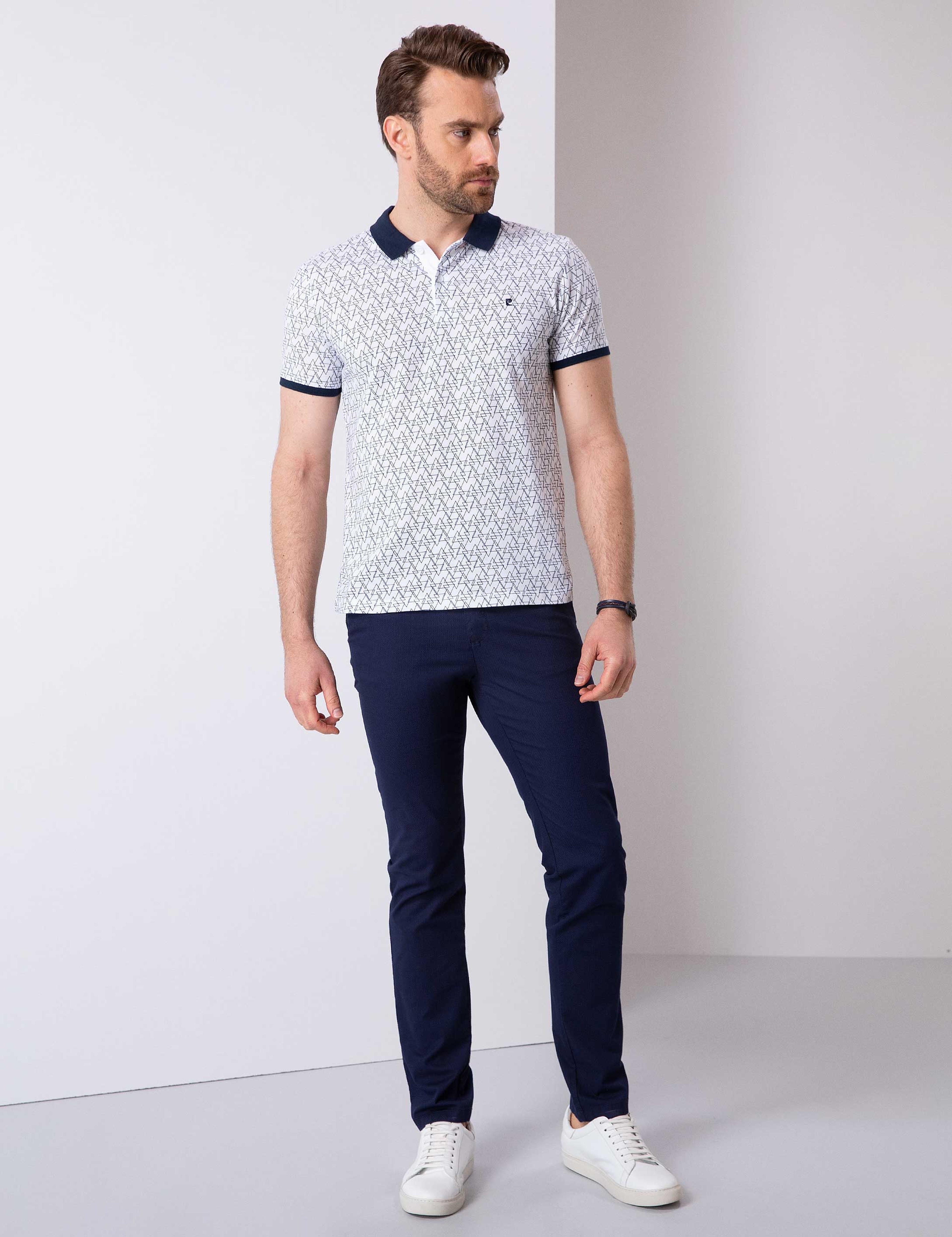 Beyaz Slim Fit Polo Yaka T-Shirt - Image 3