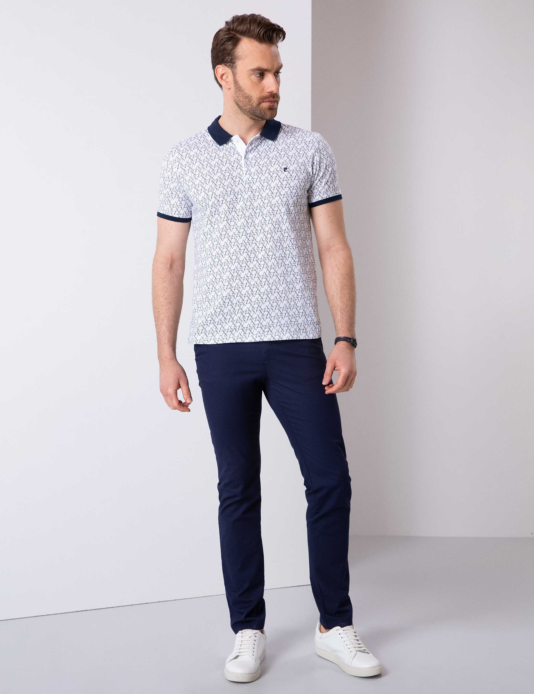 Beyaz Slim Fit Polo Yaka T-Shirt