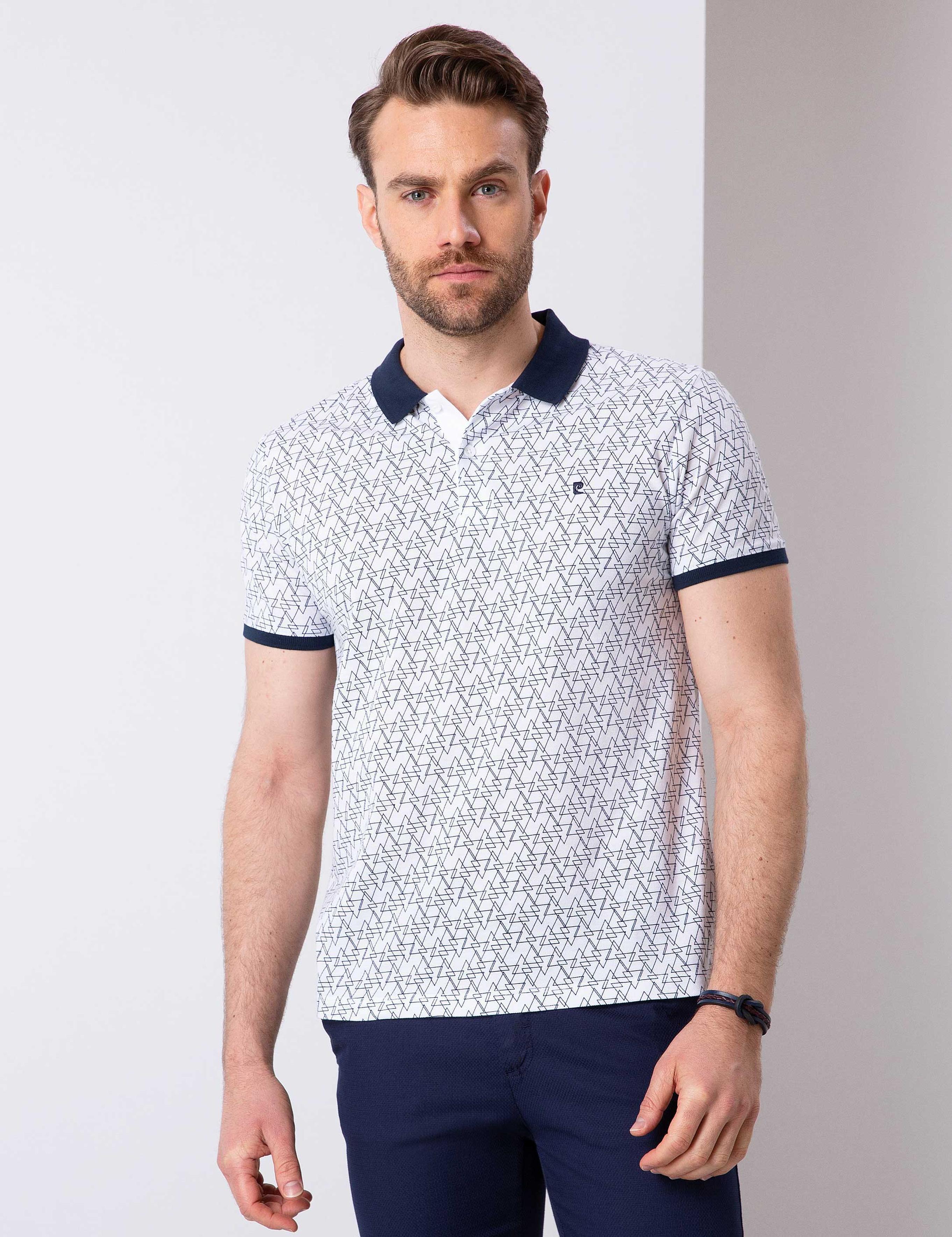 Beyaz Slim Fit Polo Yaka T-Shirt