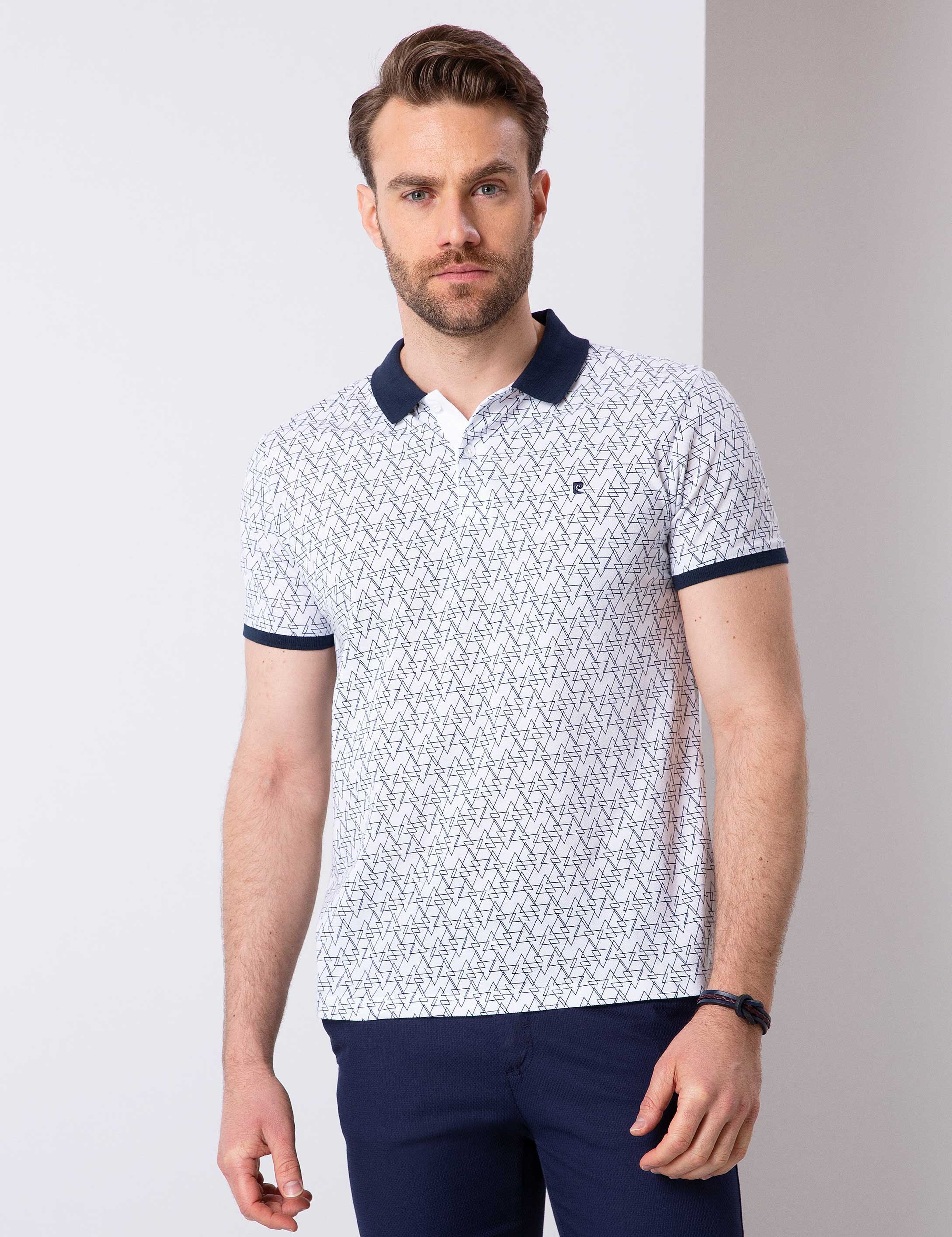 Beyaz Slim Fit Polo Yaka T-Shirt - Image 1