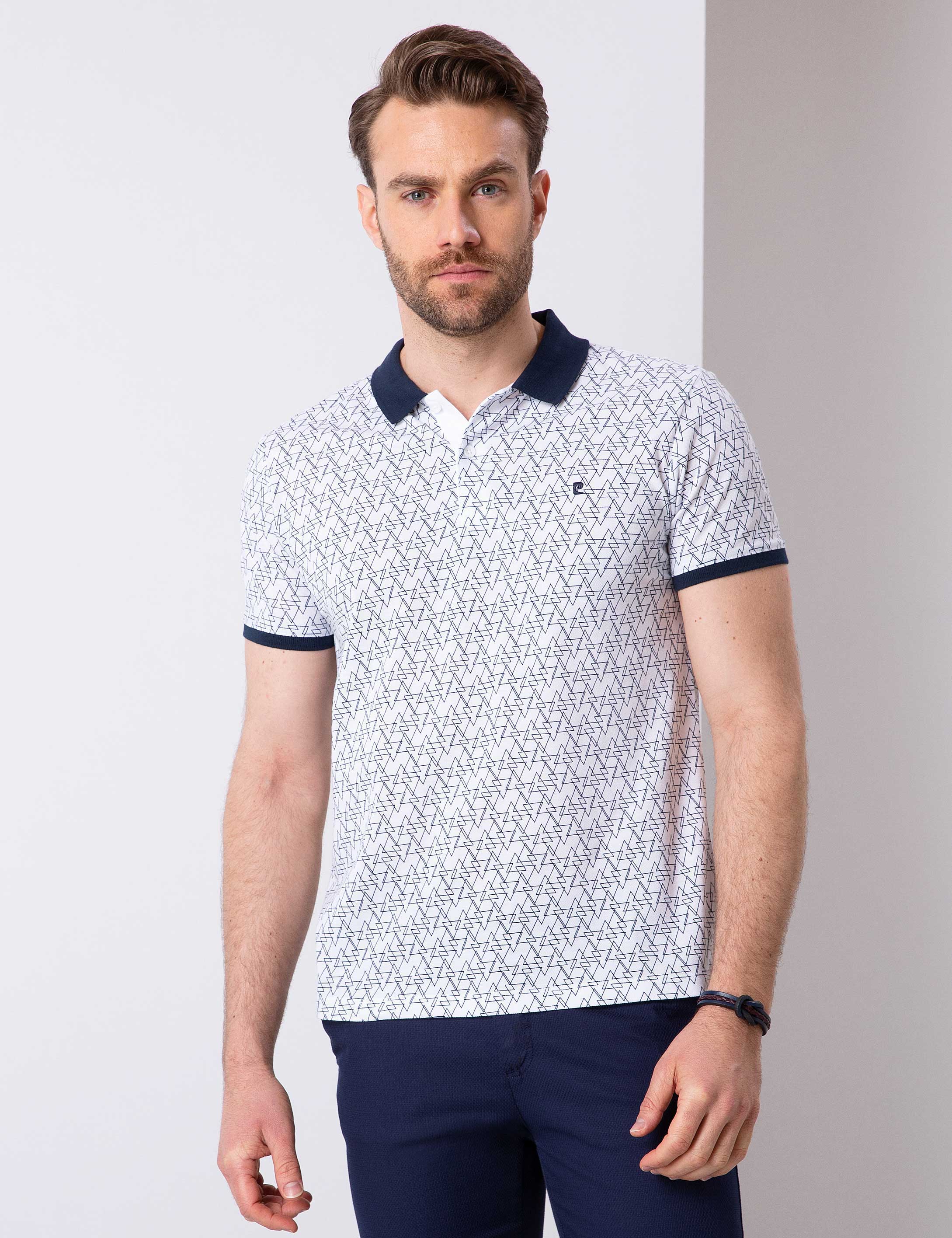 Beyaz Slim Fit Polo Yaka T-Shirt