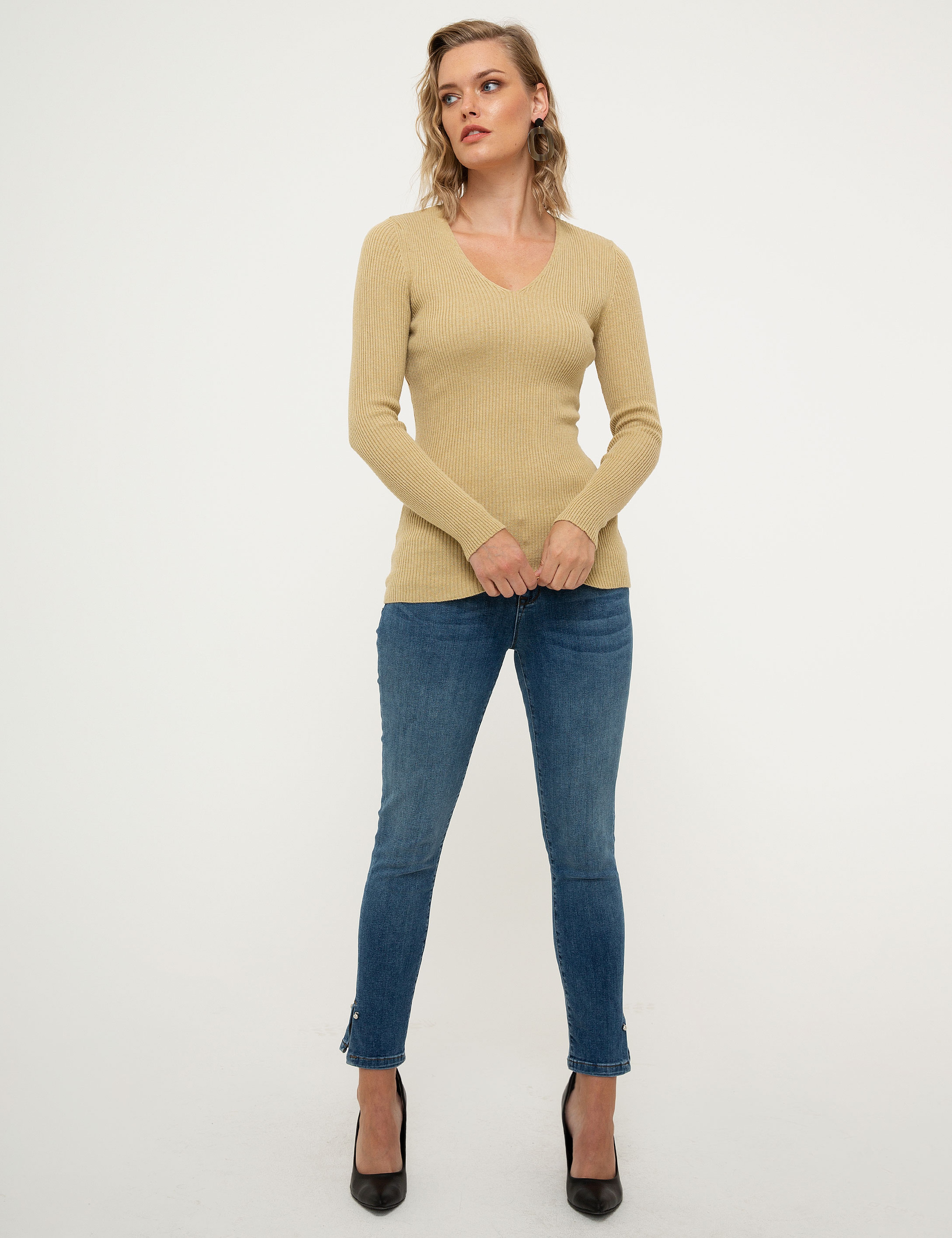 Bej Slim Fit Kazak