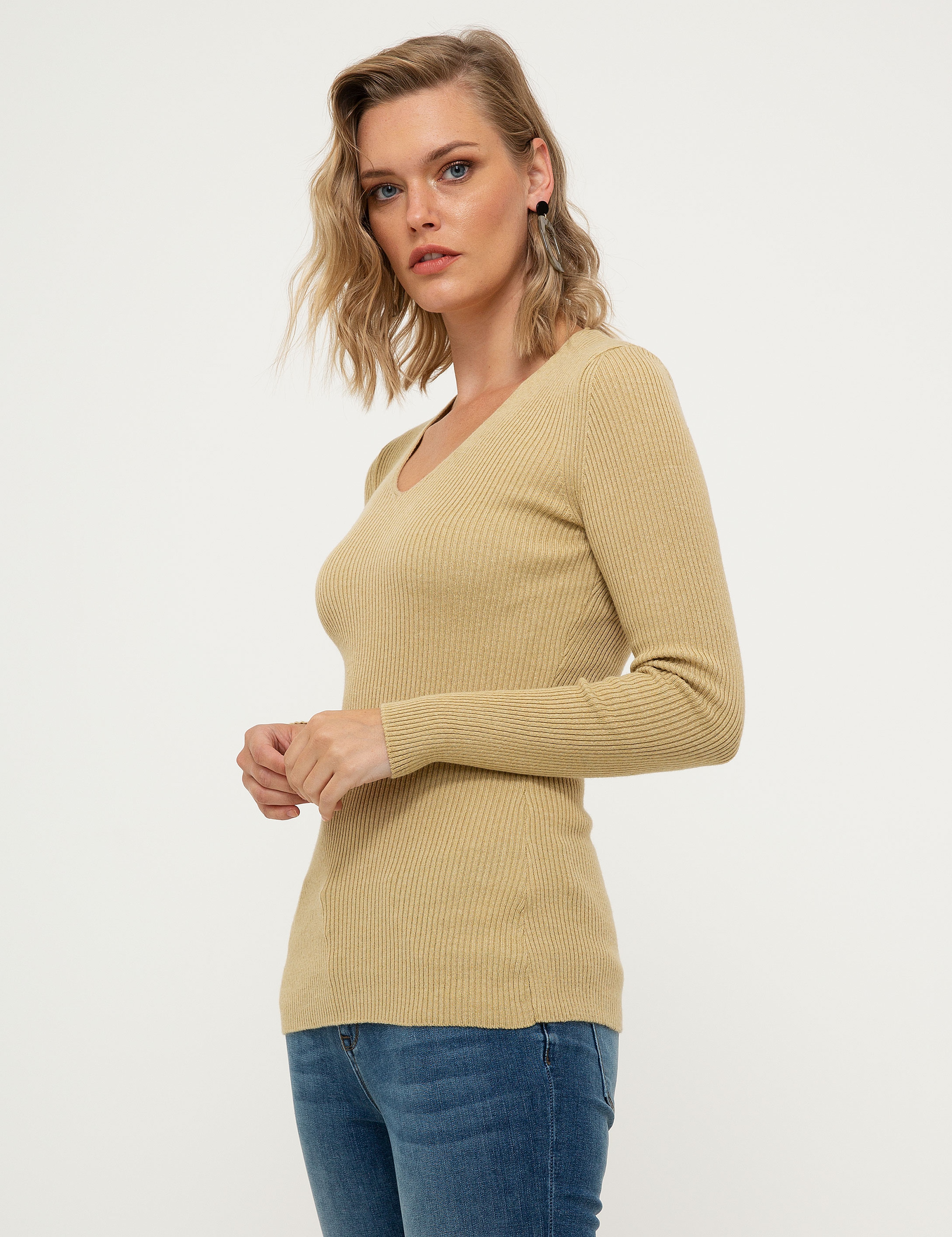 Bej Slim Fit Kazak - Image 3