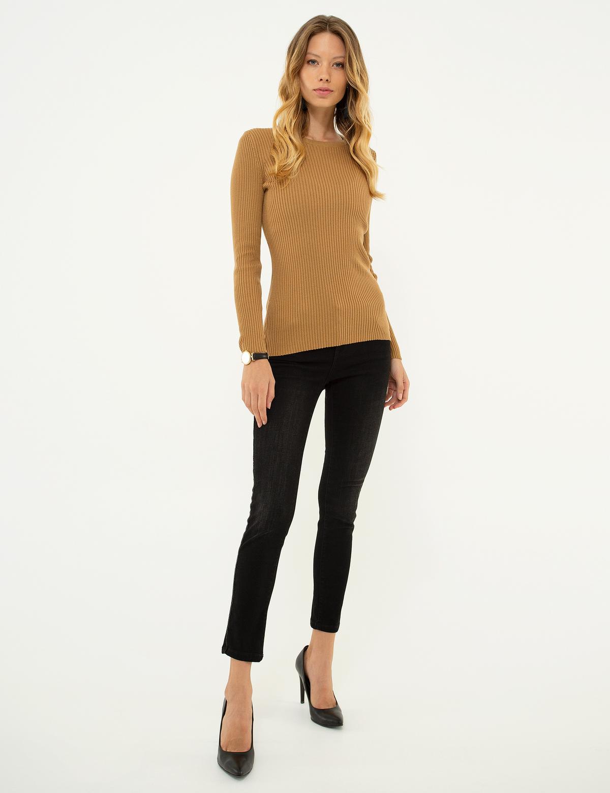 Kahverengi Triko Kazak - 50210397048