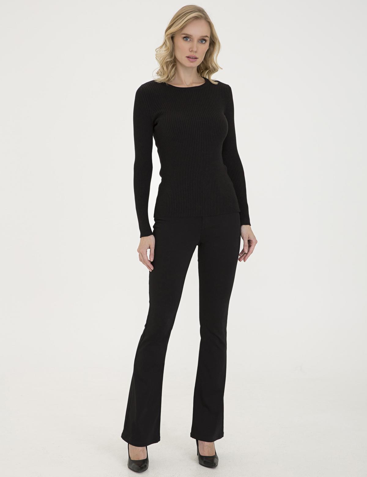 Siyah Slim Fit Bisiklet Yaka Triko Kazak - 50210397076